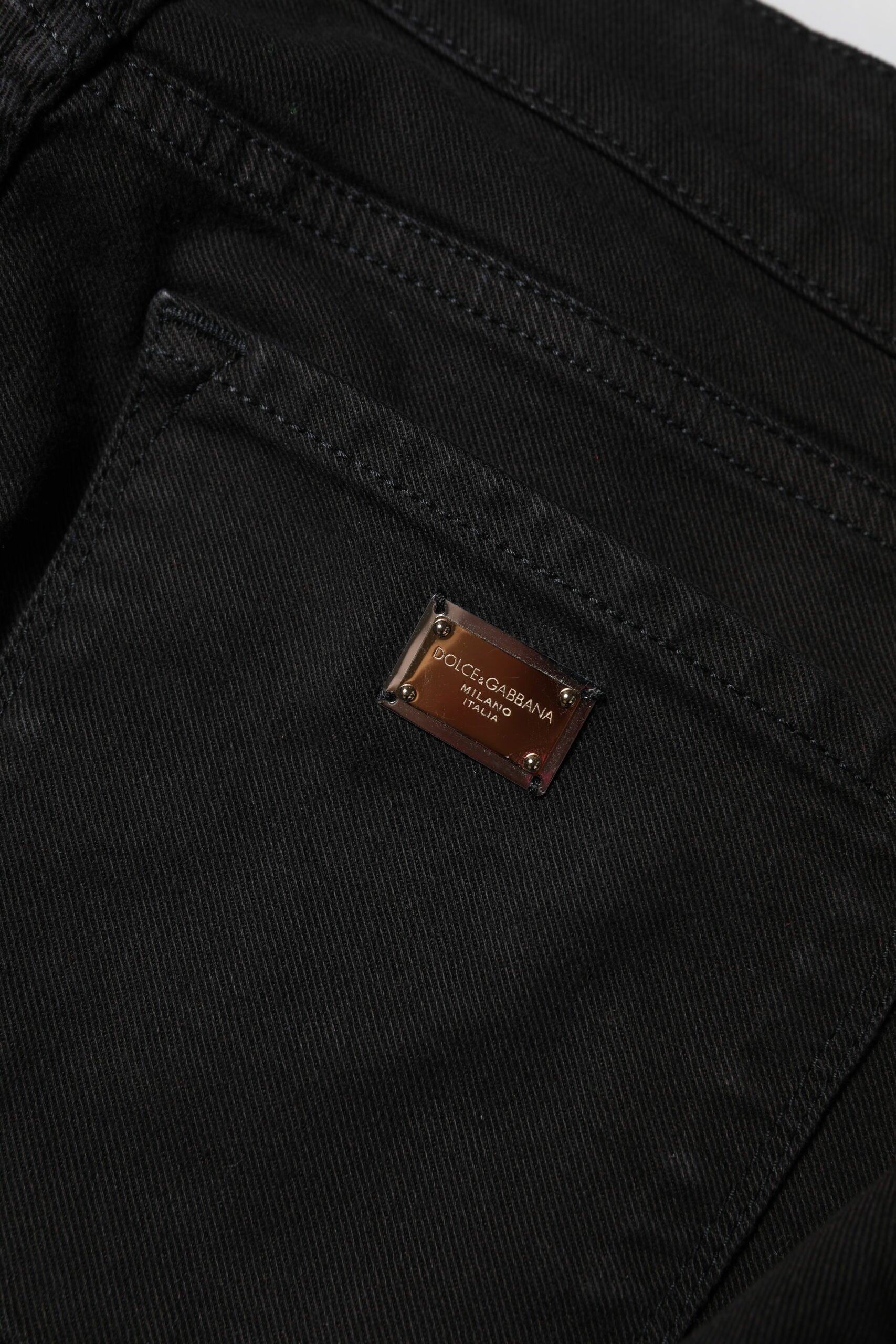 Dolce &amp; Gabbana Sorte Bomuldslogo Skinny Mellemhøj Talje Denim Jeans 