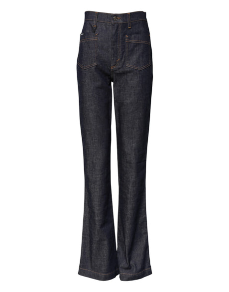 Dolce & Gabbana Blue Cotton High Waist Flared Denim Jeans