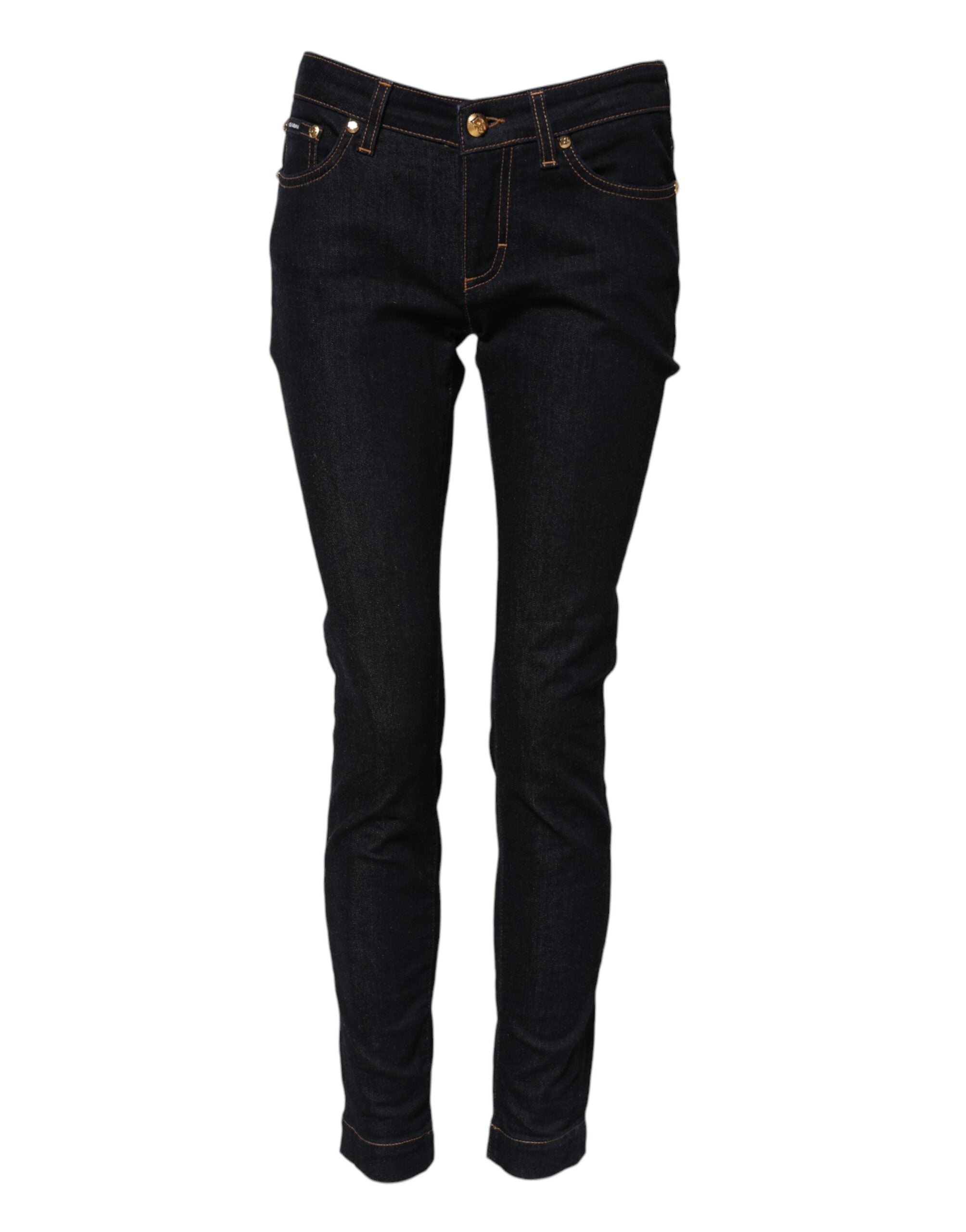 Dolce &amp; Gabbana Blå Bomuld Smukke Lavtaljede Skinny Denim Jeans 