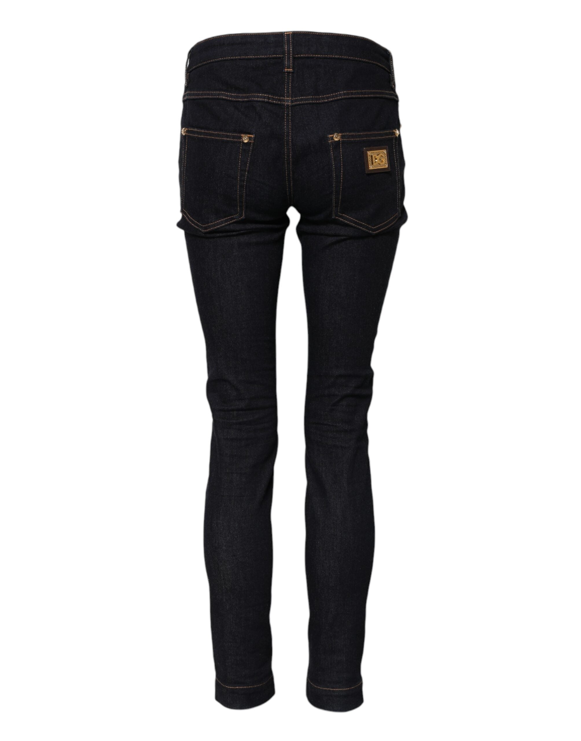 Dolce &amp; Gabbana Blå Bomuld Smukke Lavtaljede Skinny Denim Jeans 