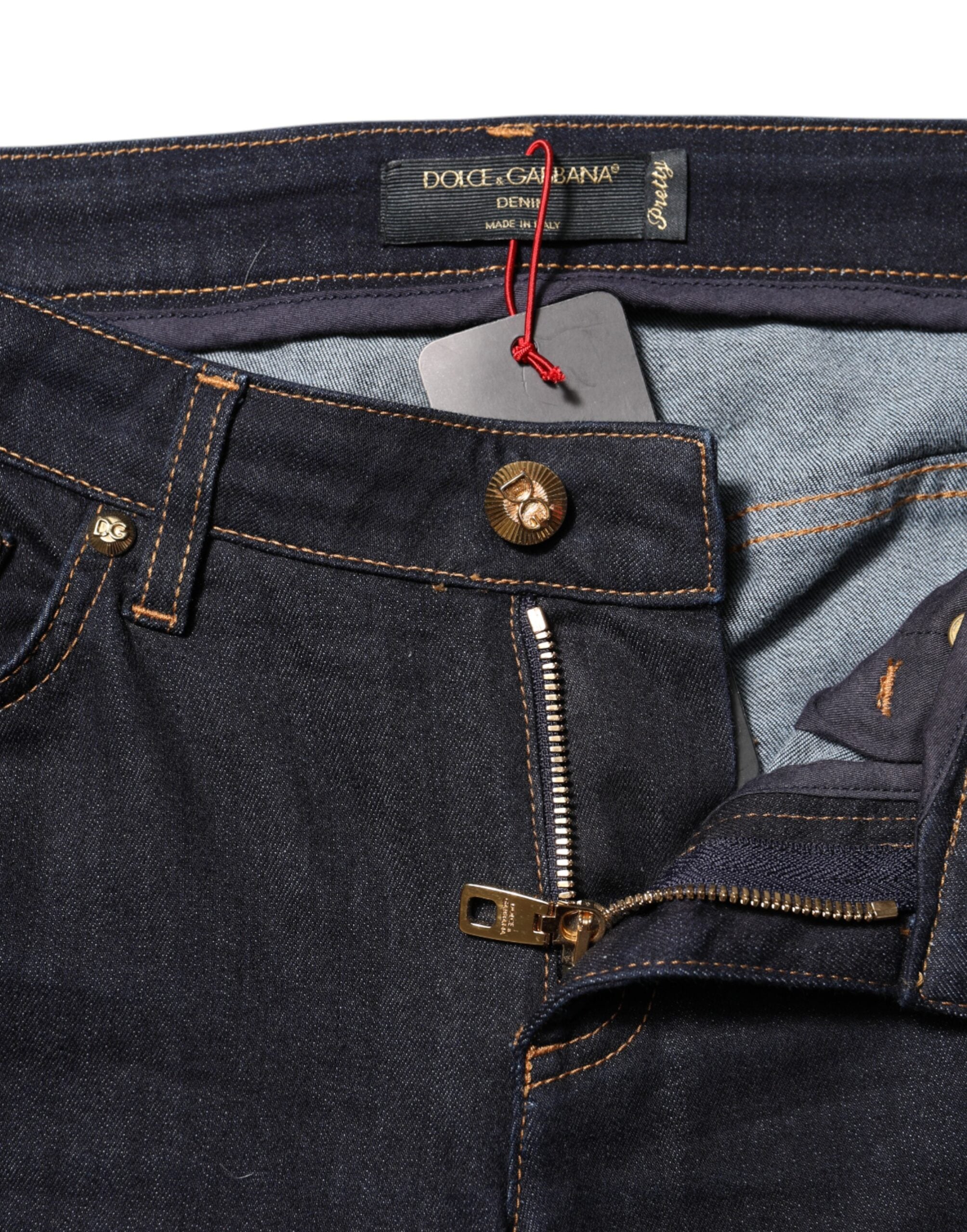 Dolce &amp; Gabbana Blå Bomuld Smukke Lavtaljede Skinny Denim Jeans 