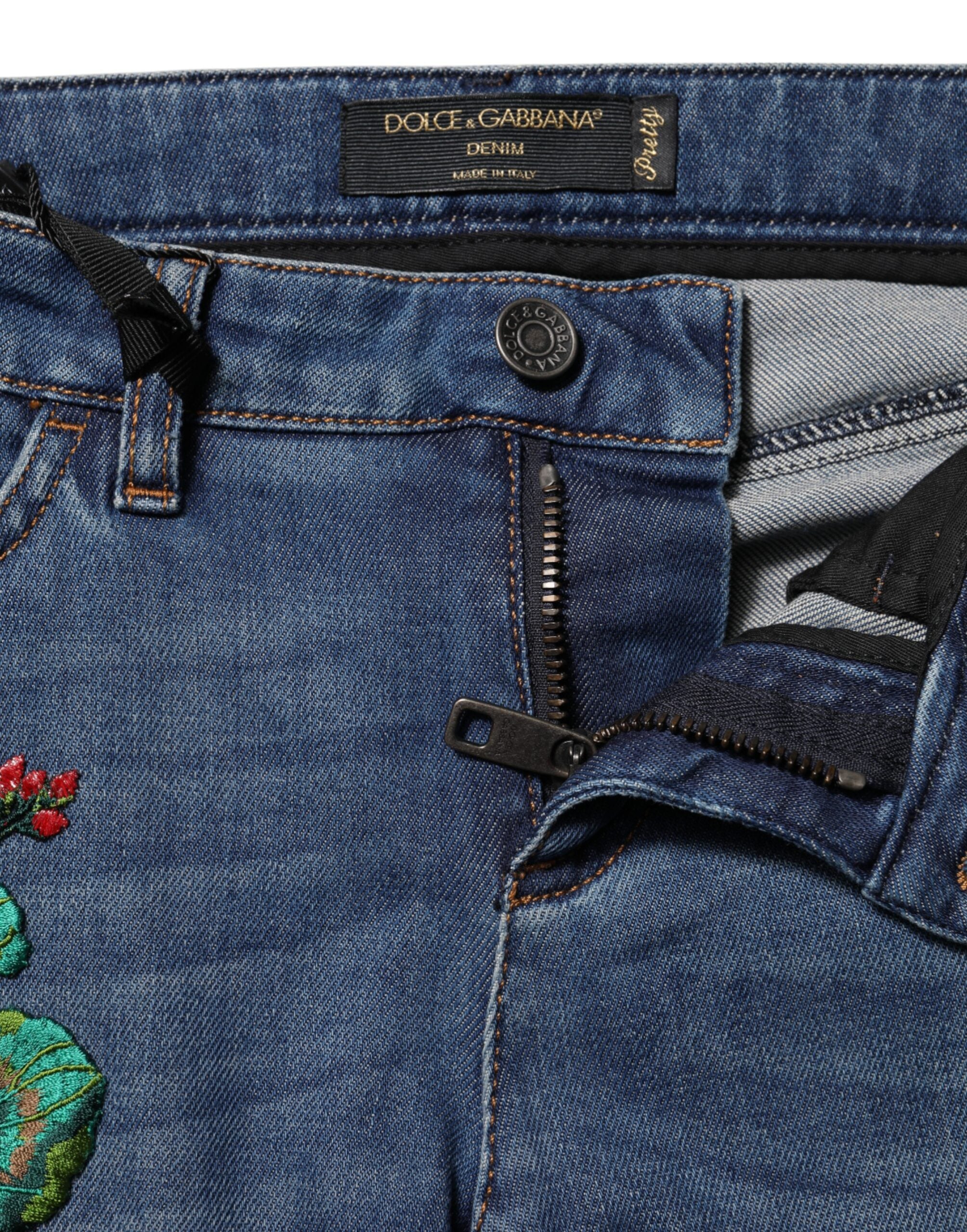 Dolce &amp; Gabbana Blå Bomuld Lavtaljede Skinny Denim Jeans 