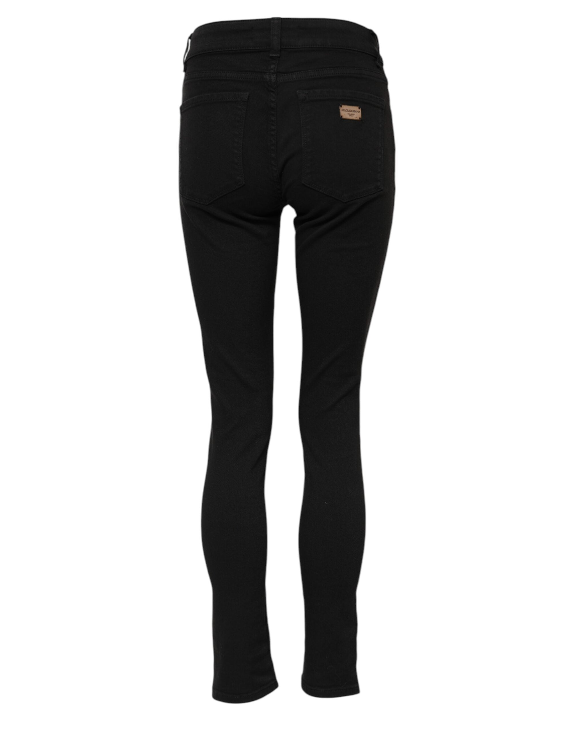 Dolce &amp; Gabbana Sorte Bomuld Mellemhøj Talje Skinny Denim Jeans