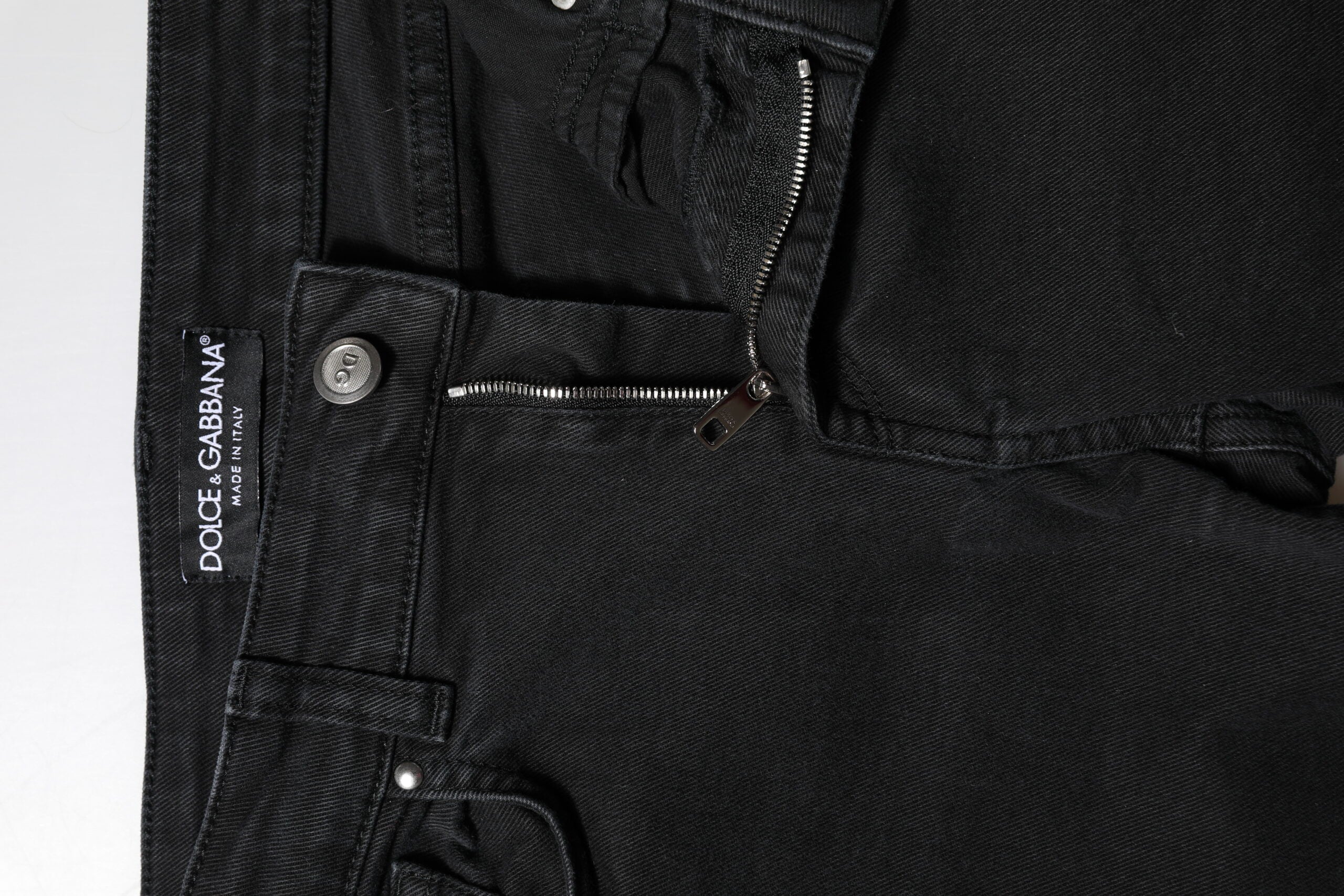 Dolce &amp; Gabbana Sorte Bomuld Mellemhøj Talje Skinny Denim Jeans