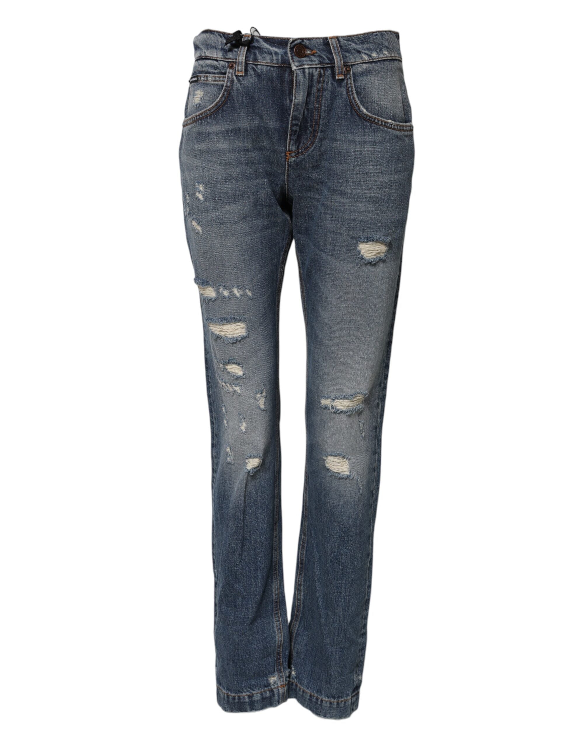 Dolce &amp; Gabbana Blå Bomulds Boyfriend Lassede Denim Jeans 
