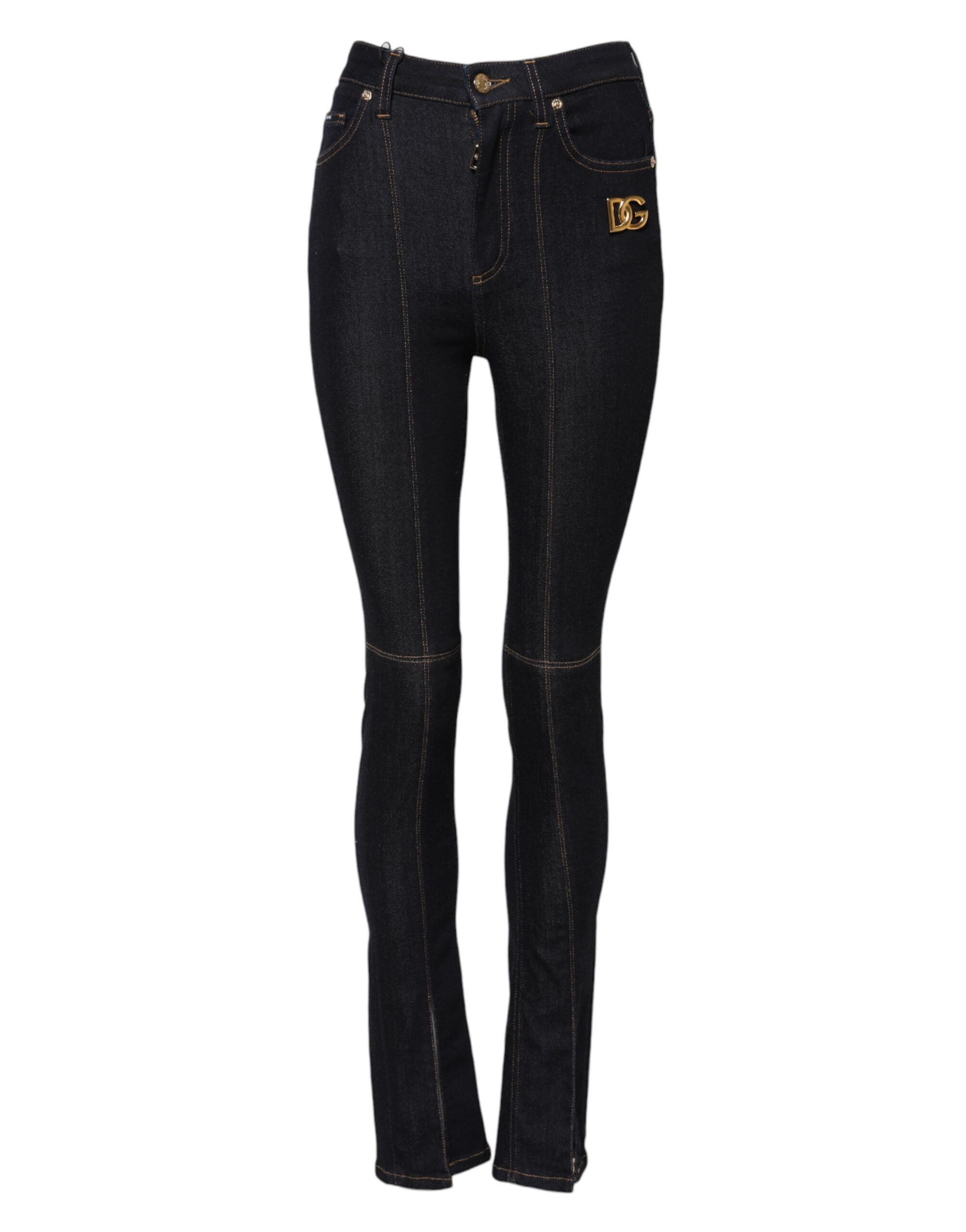 Dolce &amp; Gabbana Blå Bomuld Højtaljede Skinny Denim Jeans