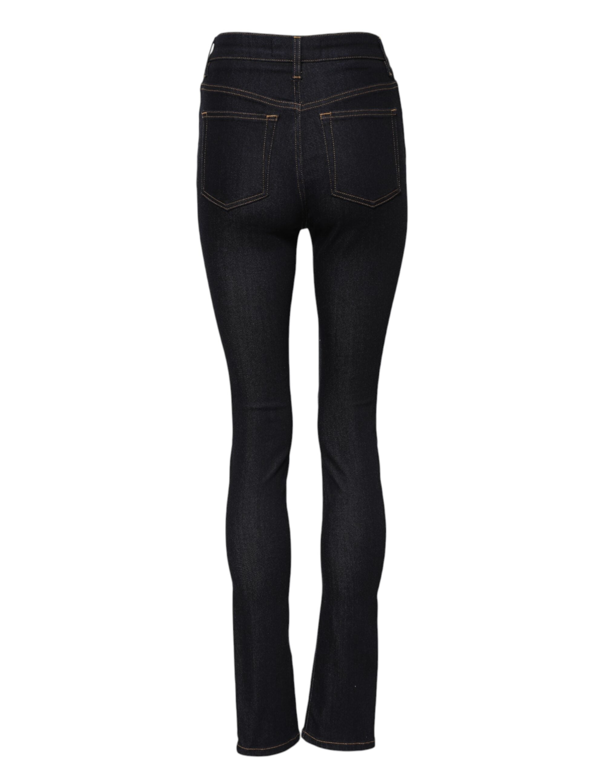 Dolce &amp; Gabbana Blå Bomuld Højtaljede Skinny Denim Jeans