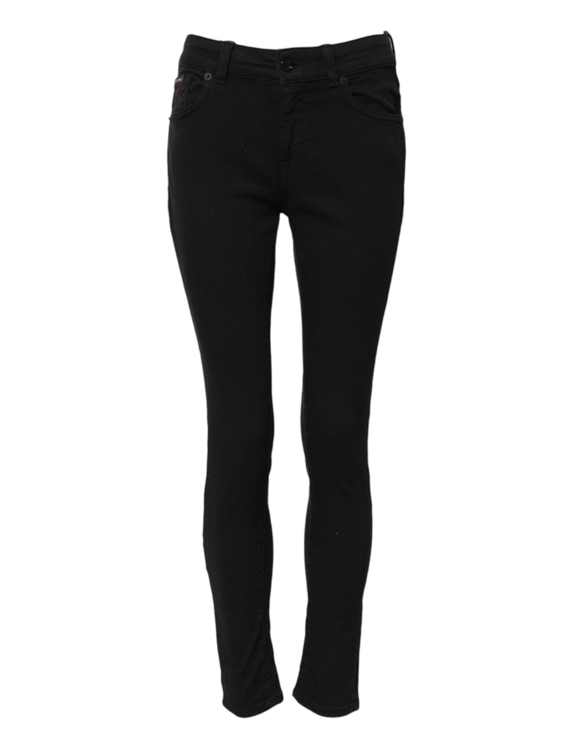 Dolce &amp; Gabbana Sorte Bomulds Skinny Mellemhøj Talje Denim Jeans 