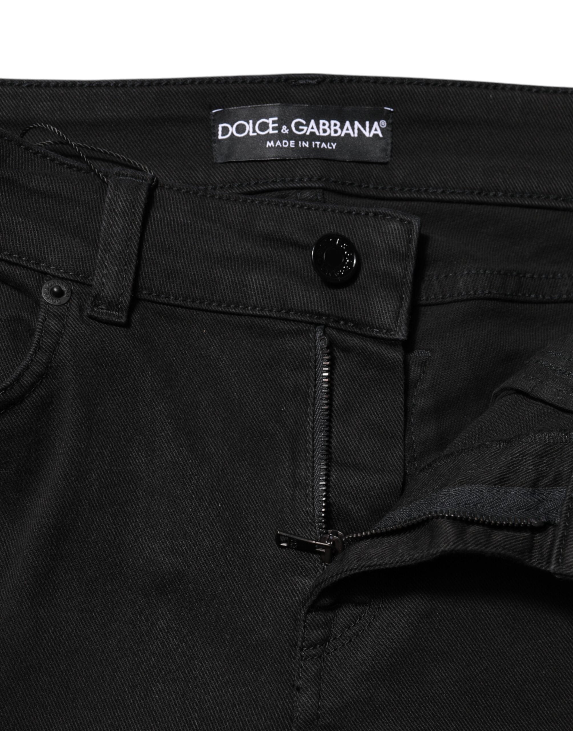 Dolce &amp; Gabbana Sorte Bomulds Skinny Mellemhøj Talje Denim Jeans 