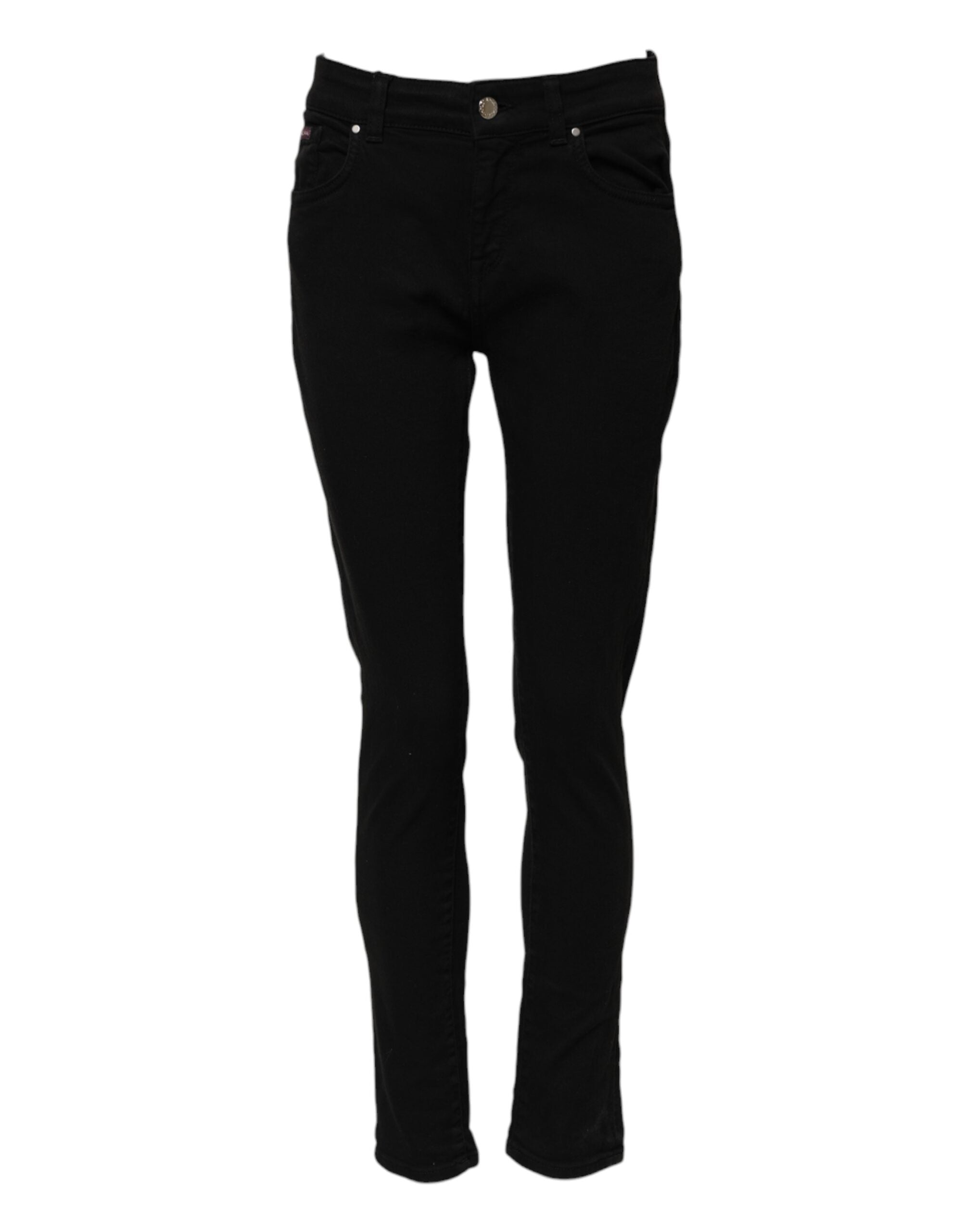 Dolce &amp; Gabbana Sorte Bomuldslogo Skinny Mellemhøj Talje Denim Jeans 
