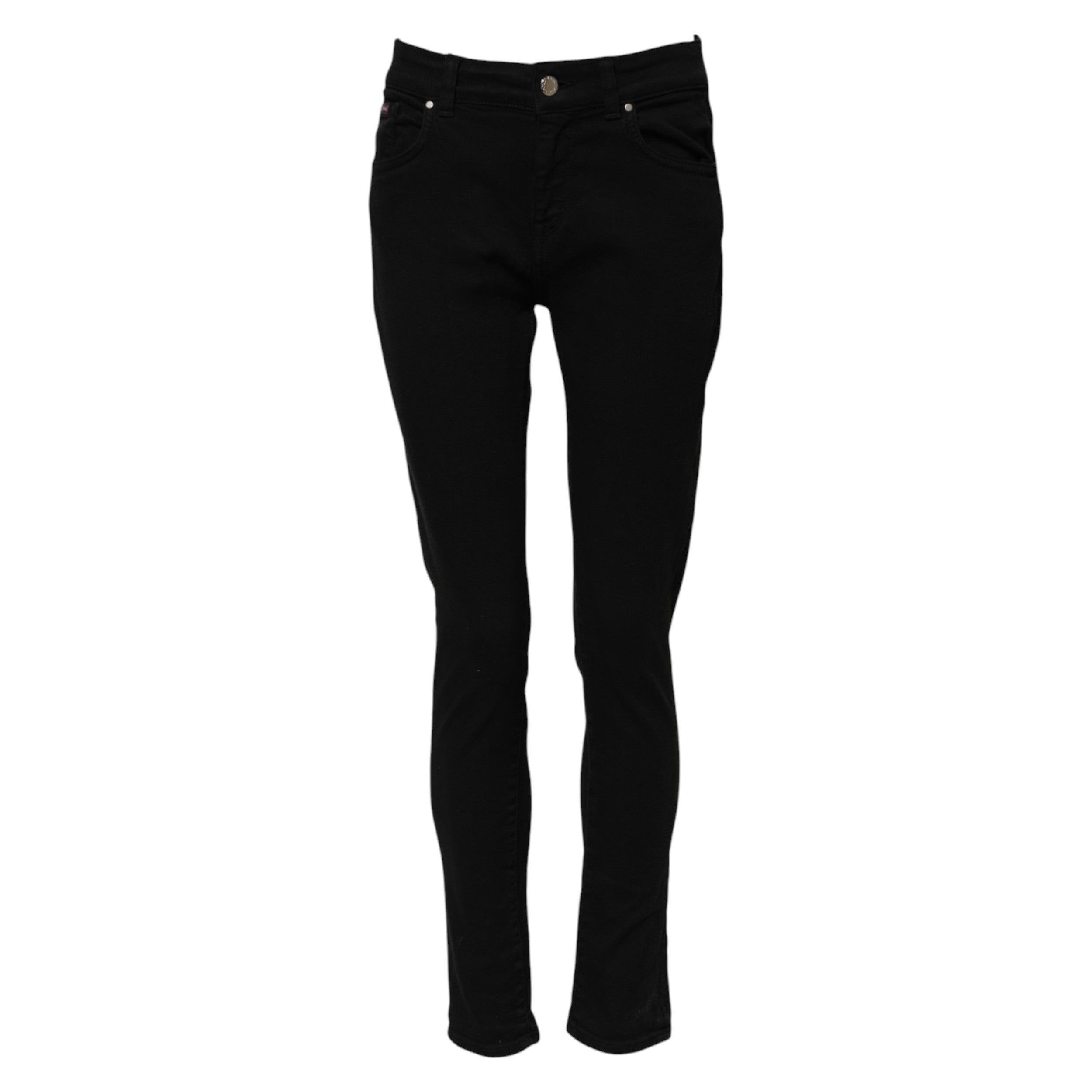 Dolce &amp; Gabbana Sorte Bomuldslogo Skinny Mellemhøj Talje Denim Jeans 
