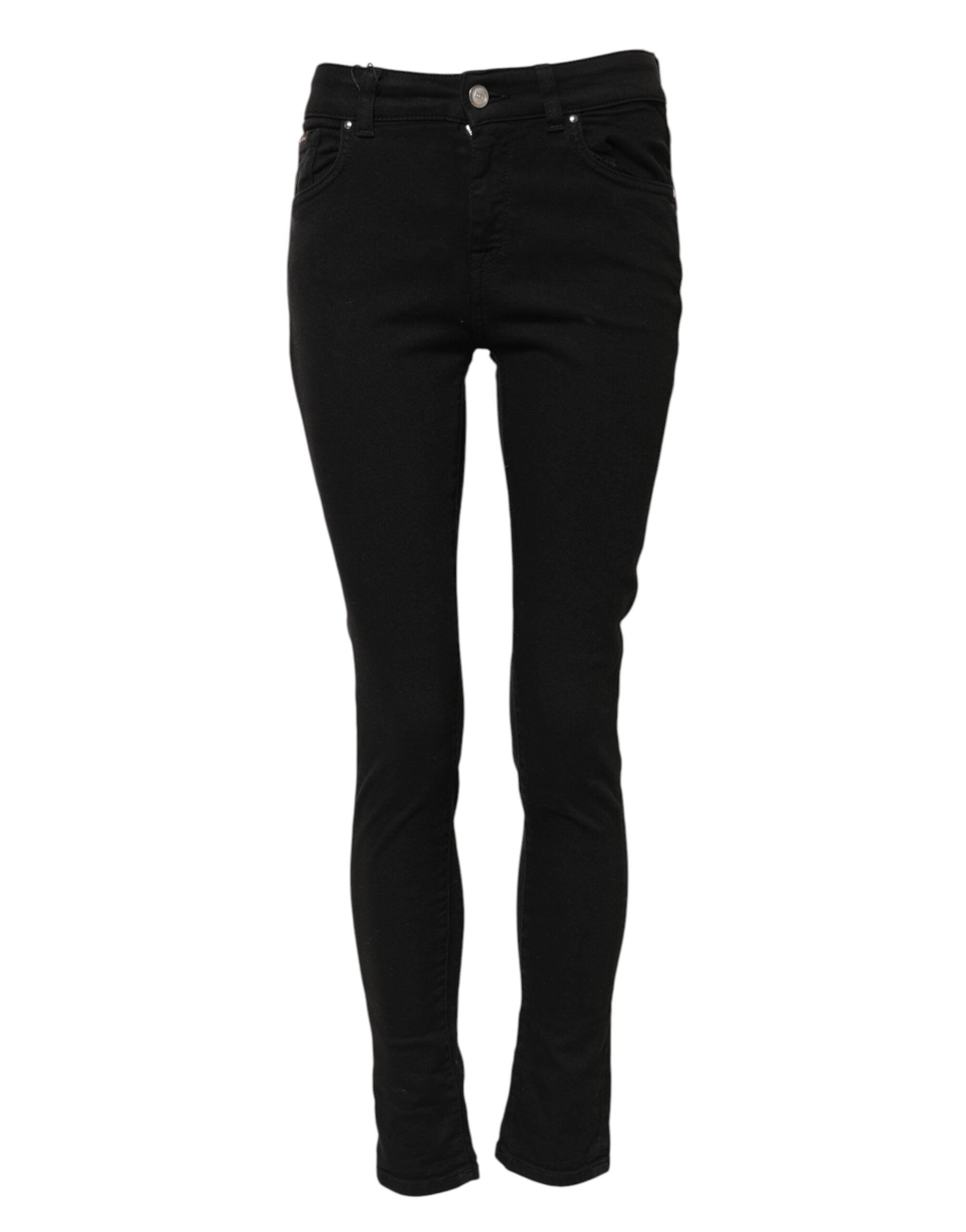 Dolce &amp; Gabbana Sorte Bomulds Skinny Mellemhøj Talje Denim Jeans 