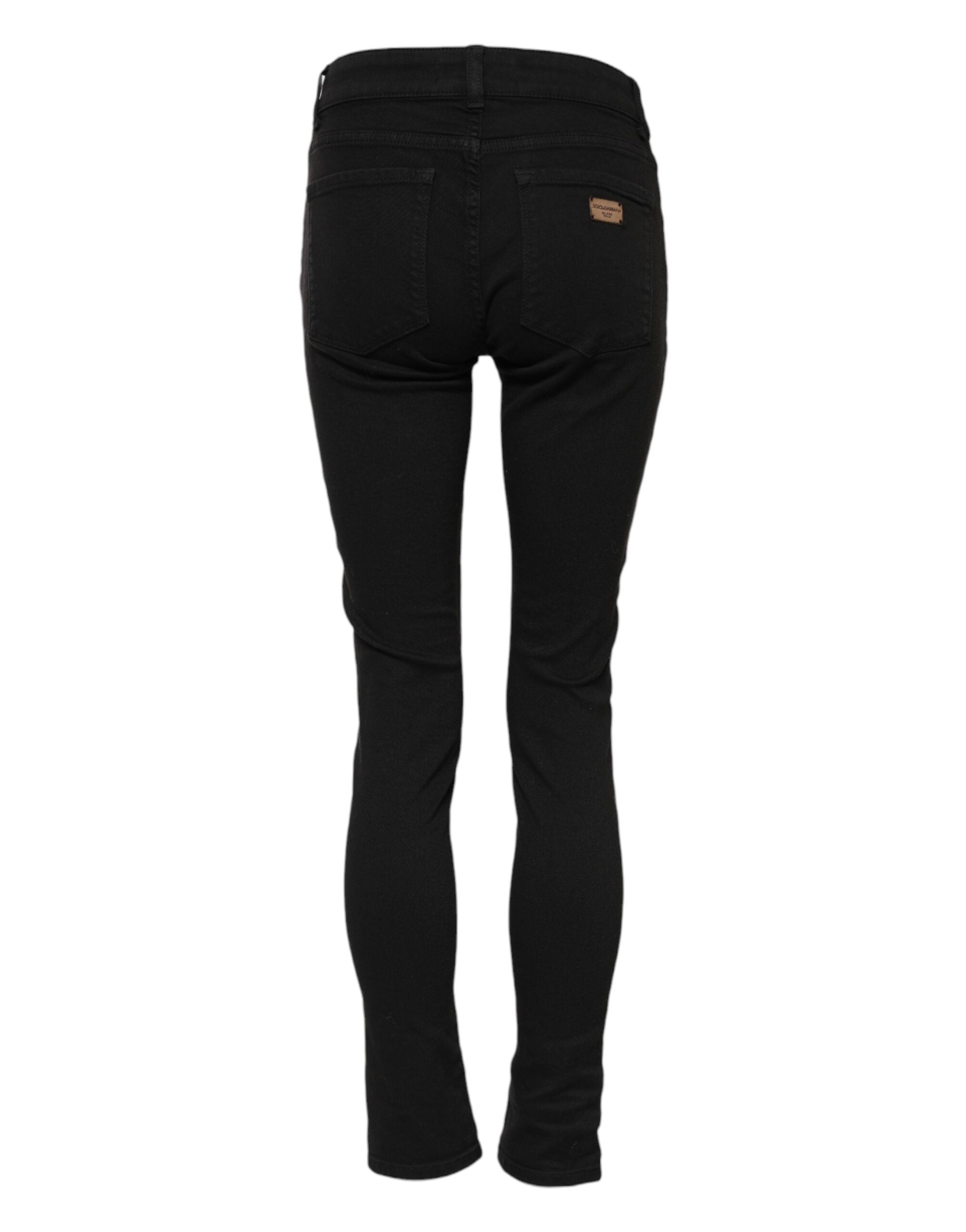 Dolce &amp; Gabbana Sorte Bomulds Skinny Mellemhøj Talje Denim Jeans 