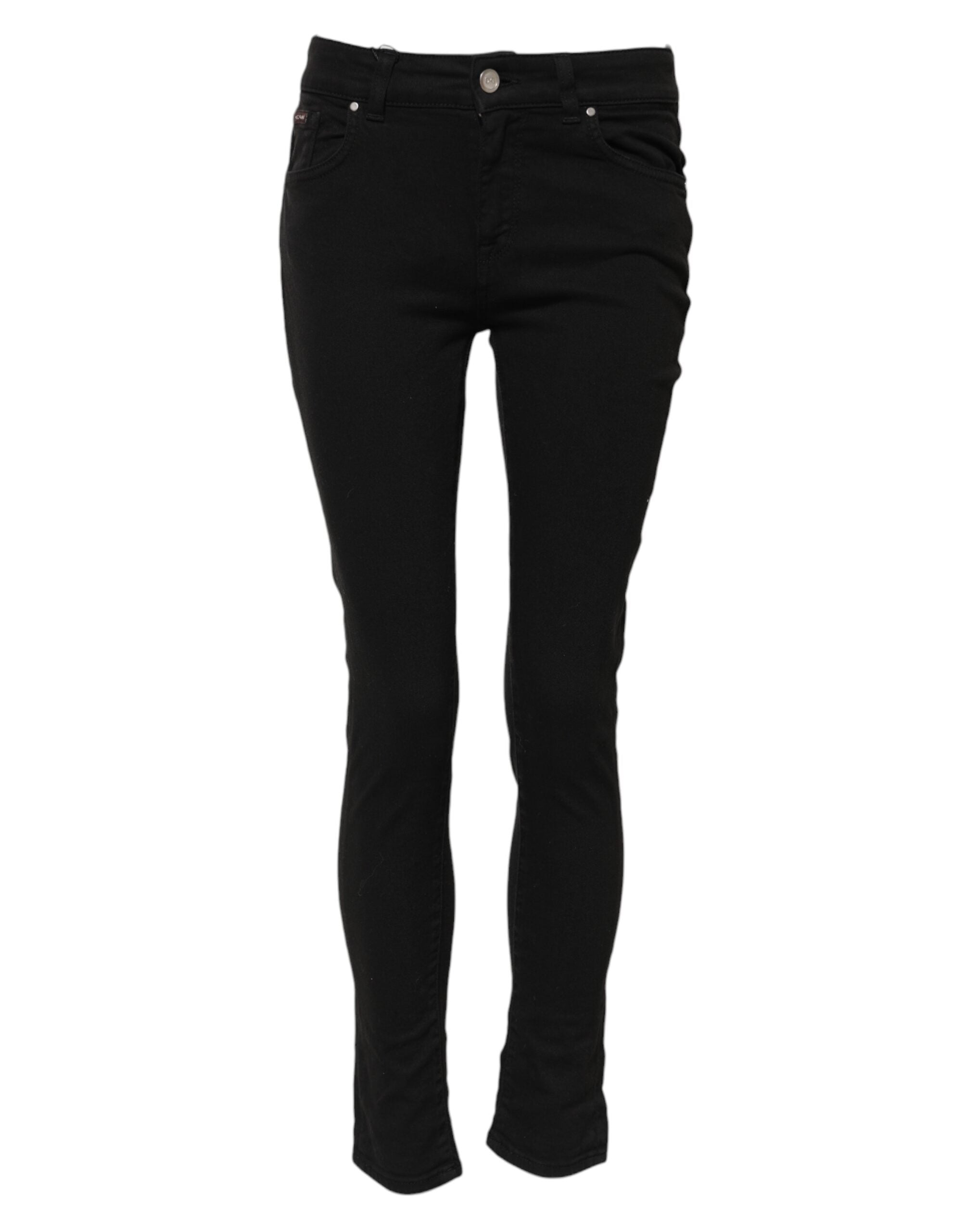 Dolce &amp; Gabbana Sorte Bomulds Skinny Mellemhøj Talje Denim Jeans 