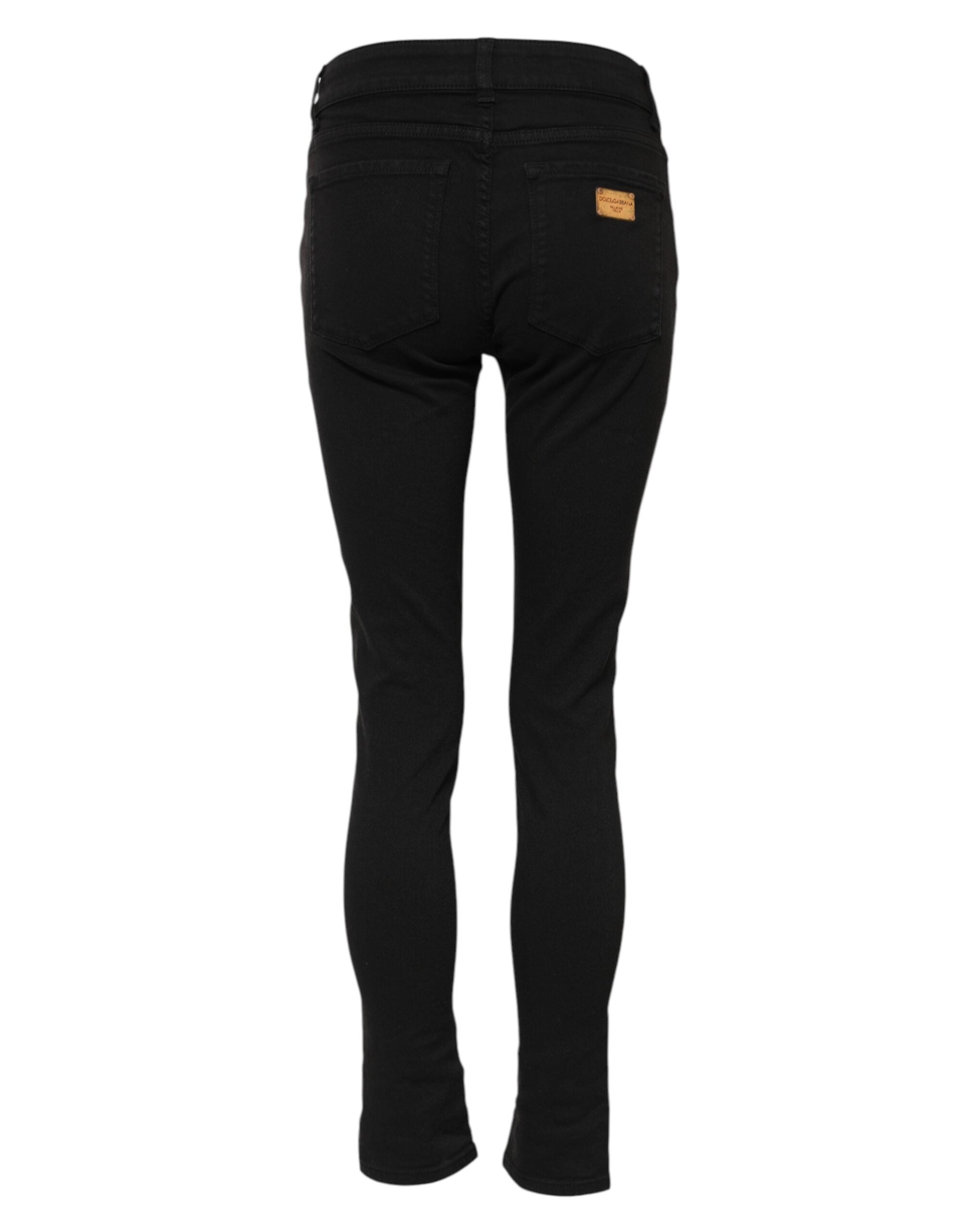 Dolce &amp; Gabbana Sorte Bomulds Skinny Mellemhøj Talje Denim Jeans 
