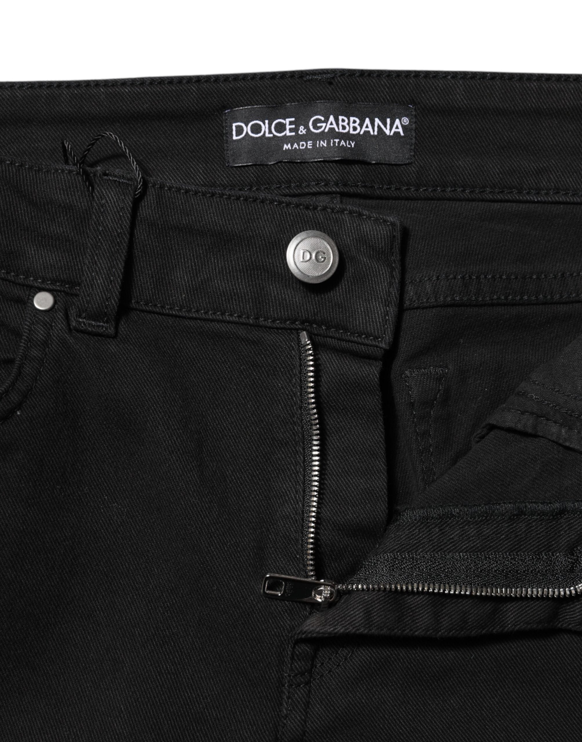 Dolce &amp; Gabbana Sorte Bomulds Skinny Mellemhøj Talje Denim Jeans 