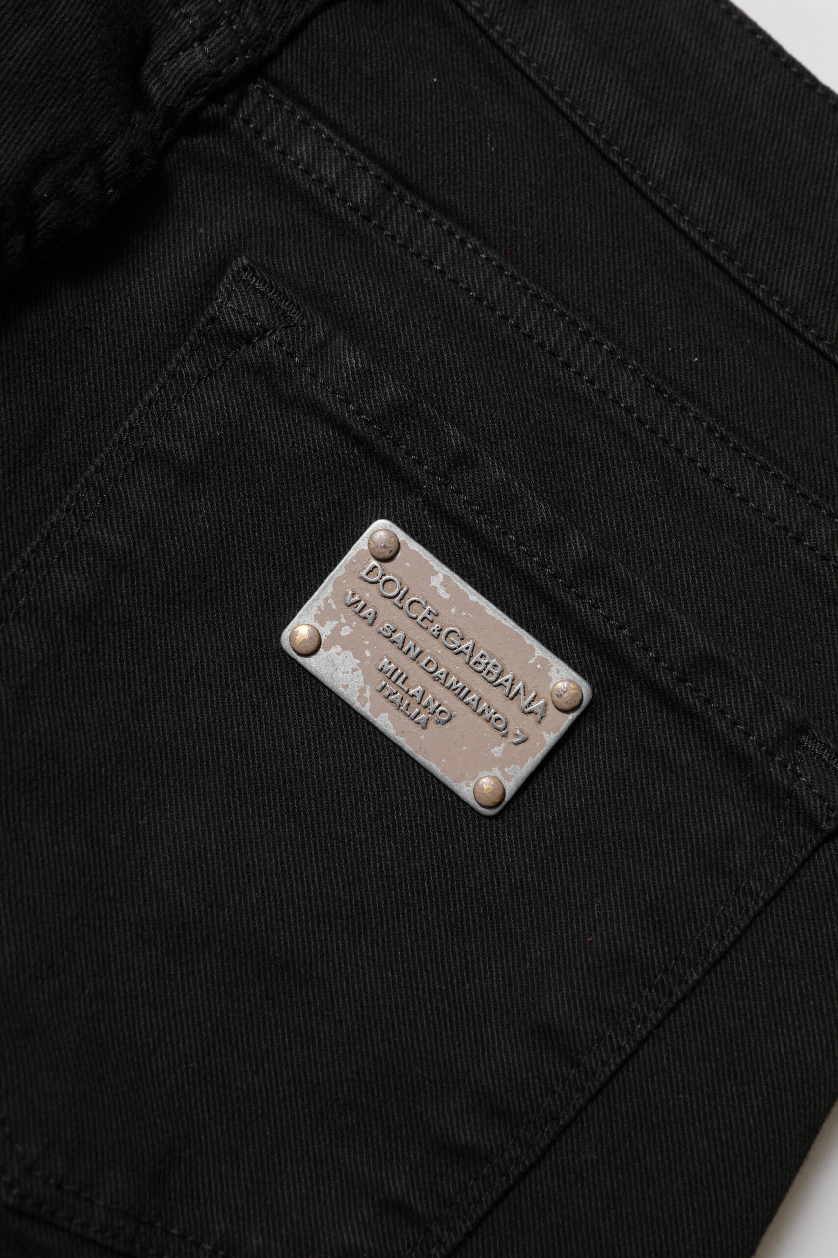Dolce &amp; Gabbana Sorte Bomuldslogo Skinny Mellemhøj Talje Denim Jeans 