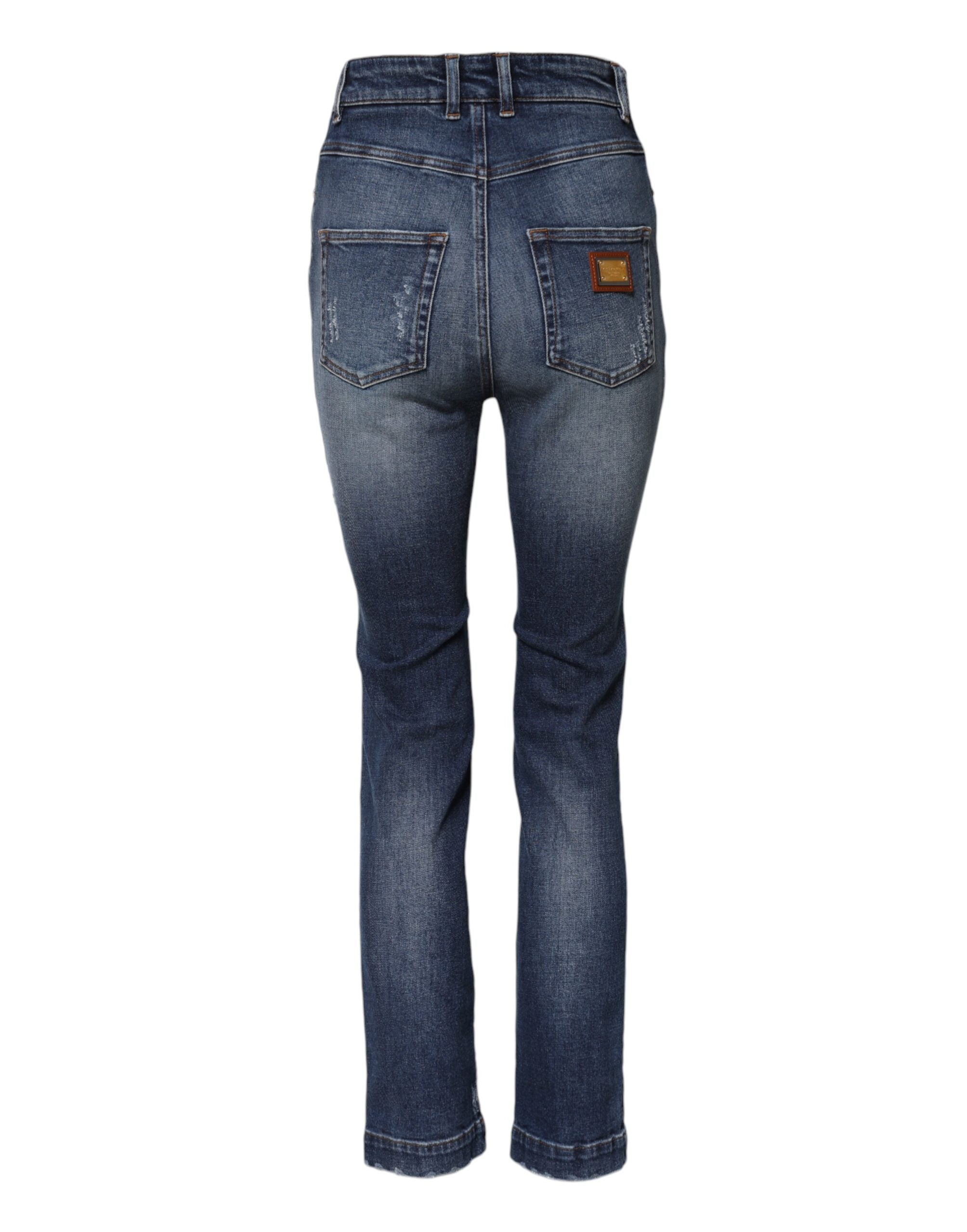 Dolce &amp; Gabbana Blå Strassutsmyckade Denimjeans 