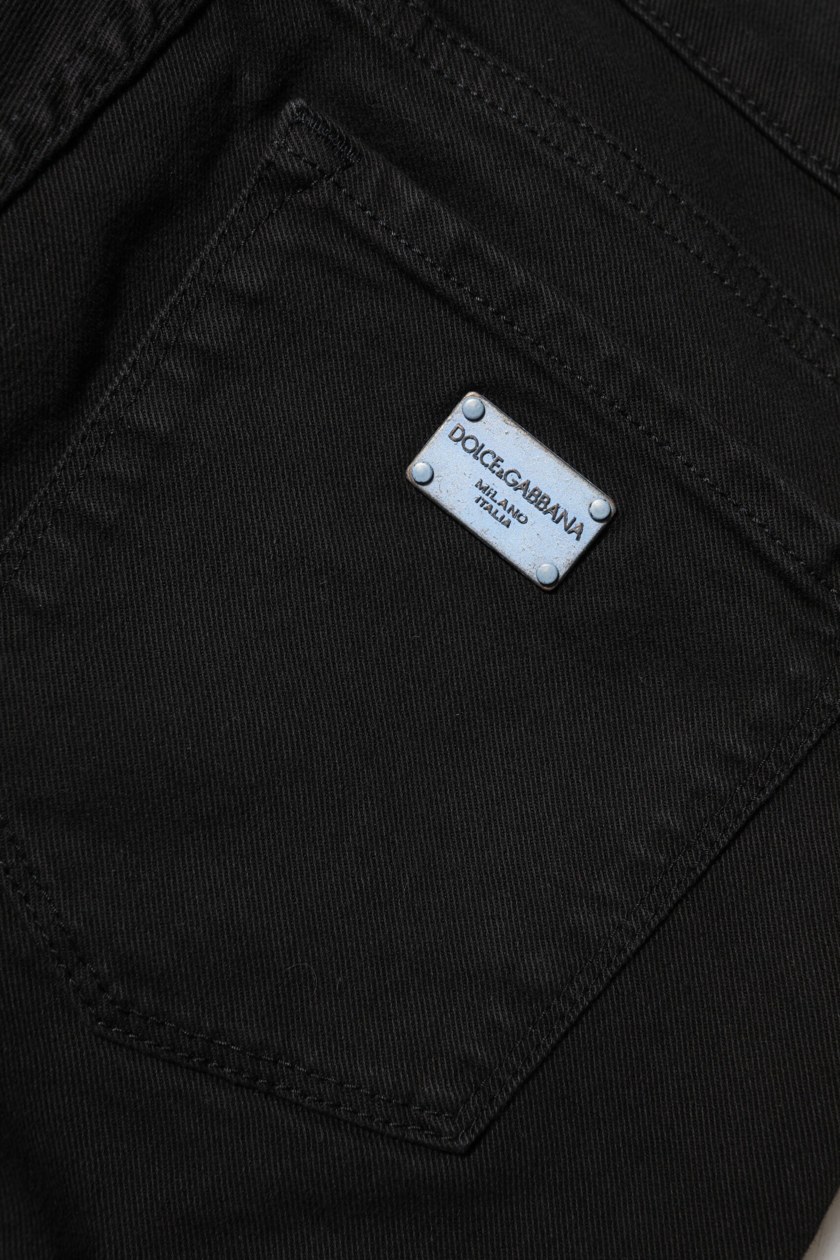 Dolce &amp; Gabbana Sorte Bomuldslogo Skinny Mellemhøj Talje Denim Jeans 