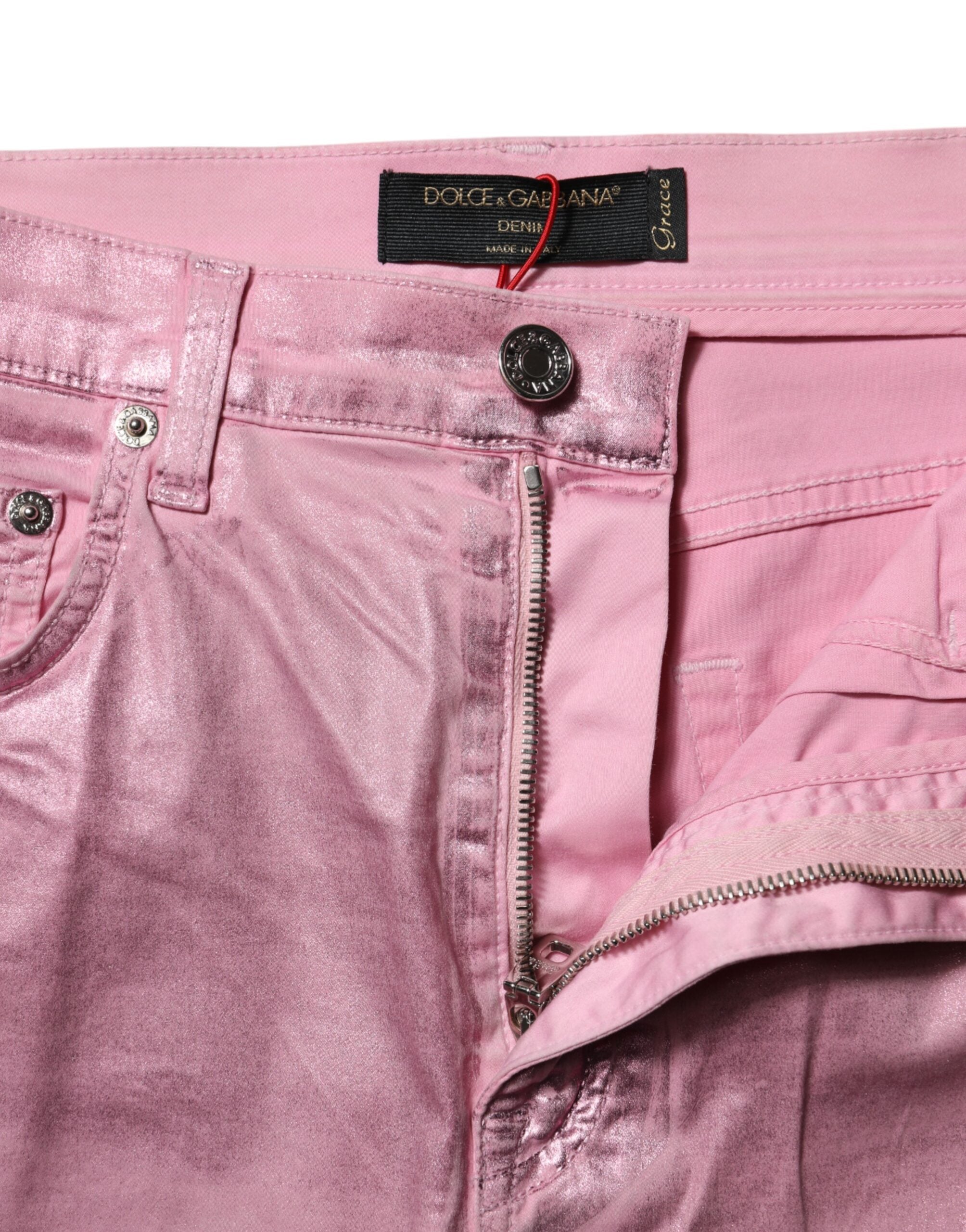 Dolce &amp; Gabbana Lyserøde GRACE Højtaljede Skinny Denim Jeans 