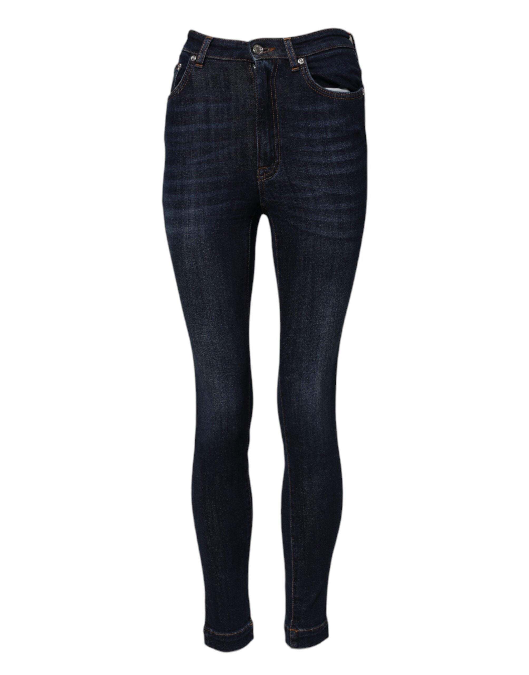 Dolce &amp; Gabbana Blå GRACE Højtaljede Skinny Denim Jeans 