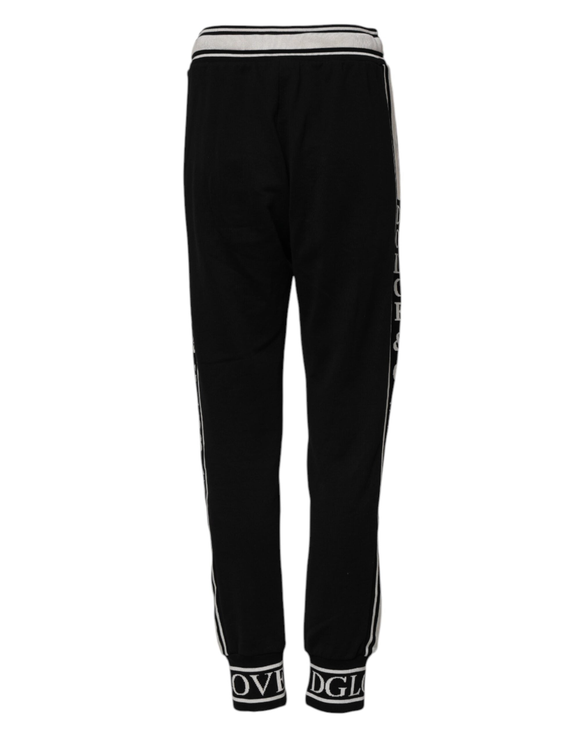 Dolce &amp; Gabbana Sorte Joggingbukser i Bomuld med Logo i Taljen 