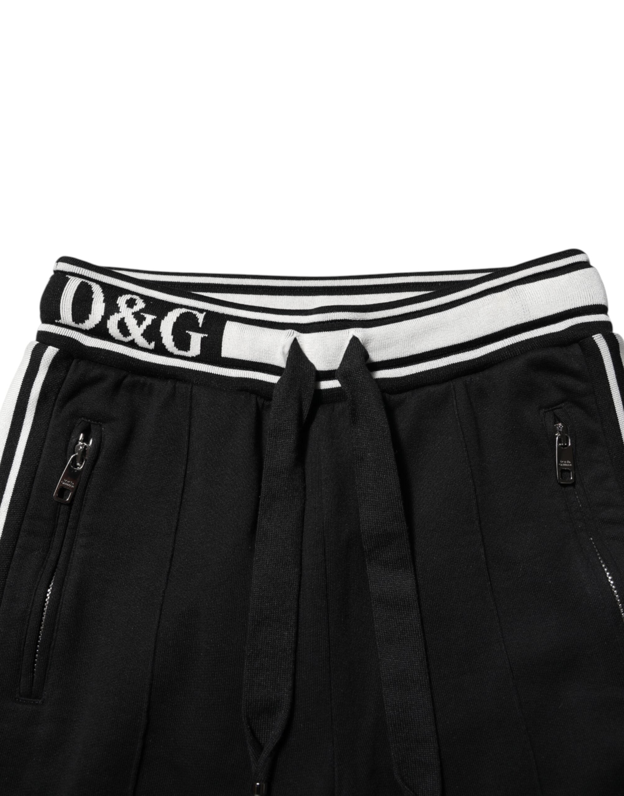 Dolce &amp; Gabbana Sorte Joggingbukser i Bomuld med Logo i Taljen 