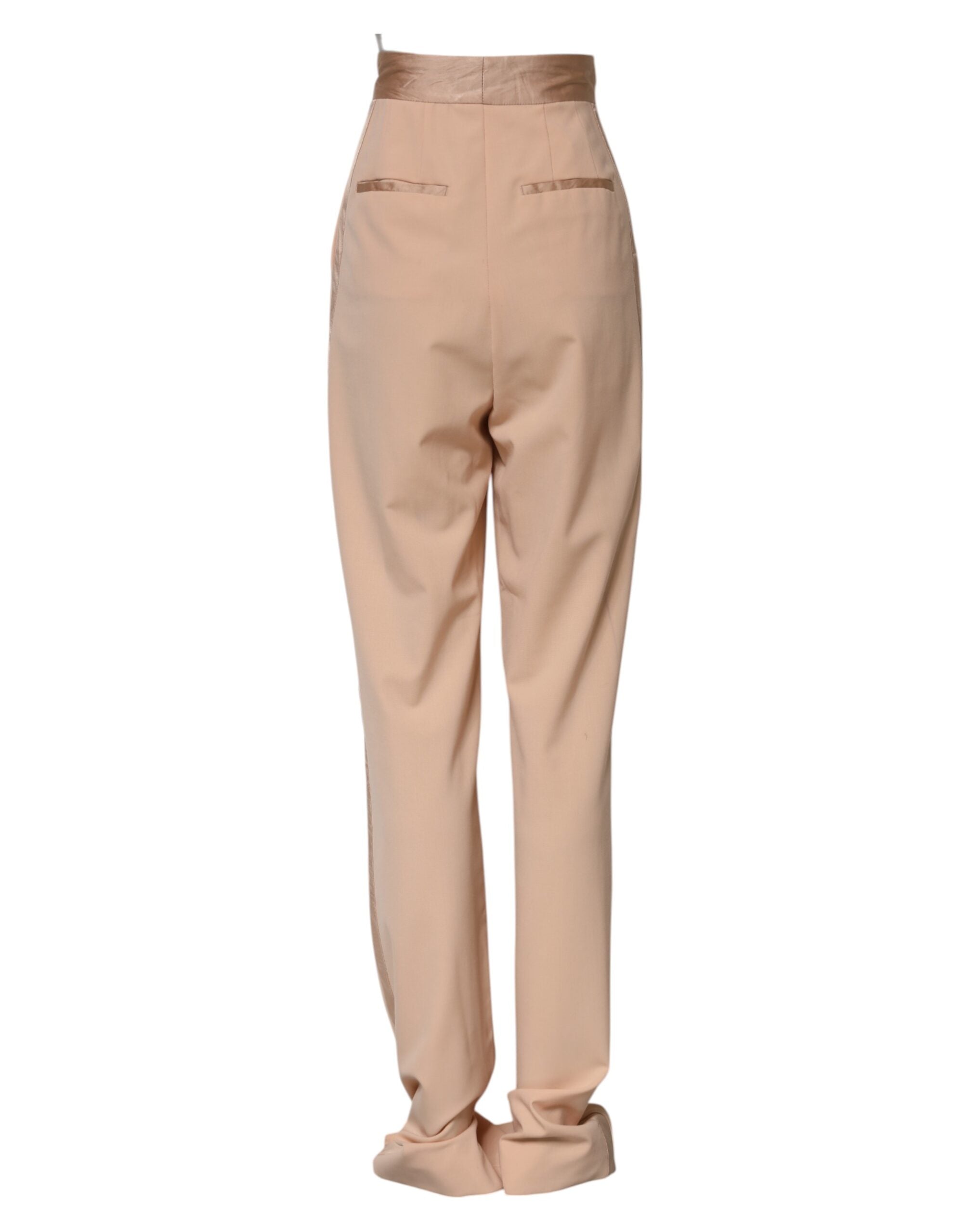 Dolce &amp; Gabbana Beige Polyester Mellemhøj Talje Konisk Bukser 
