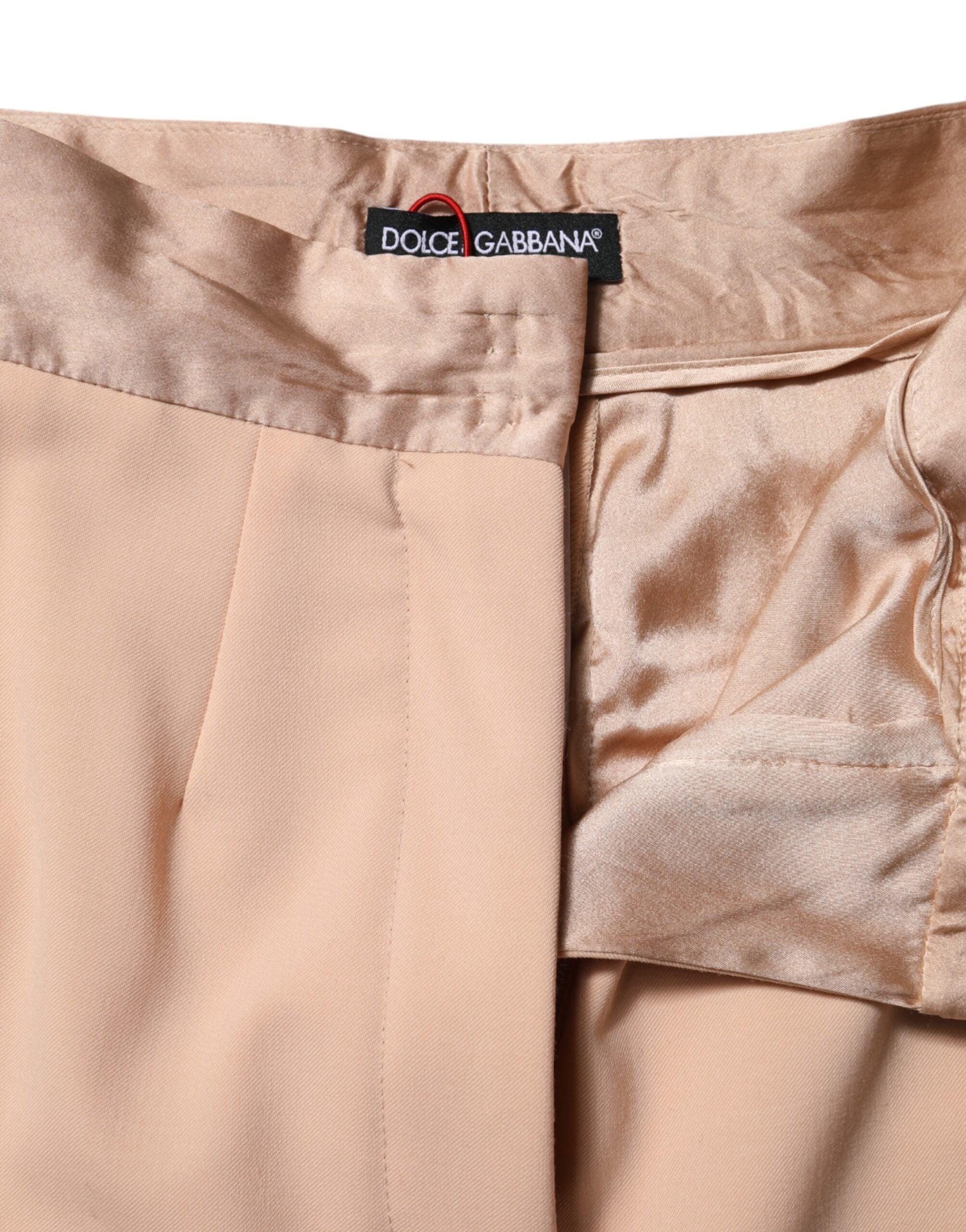 Dolce &amp; Gabbana Beige Polyester Mellemhøj Talje Konisk Bukser 