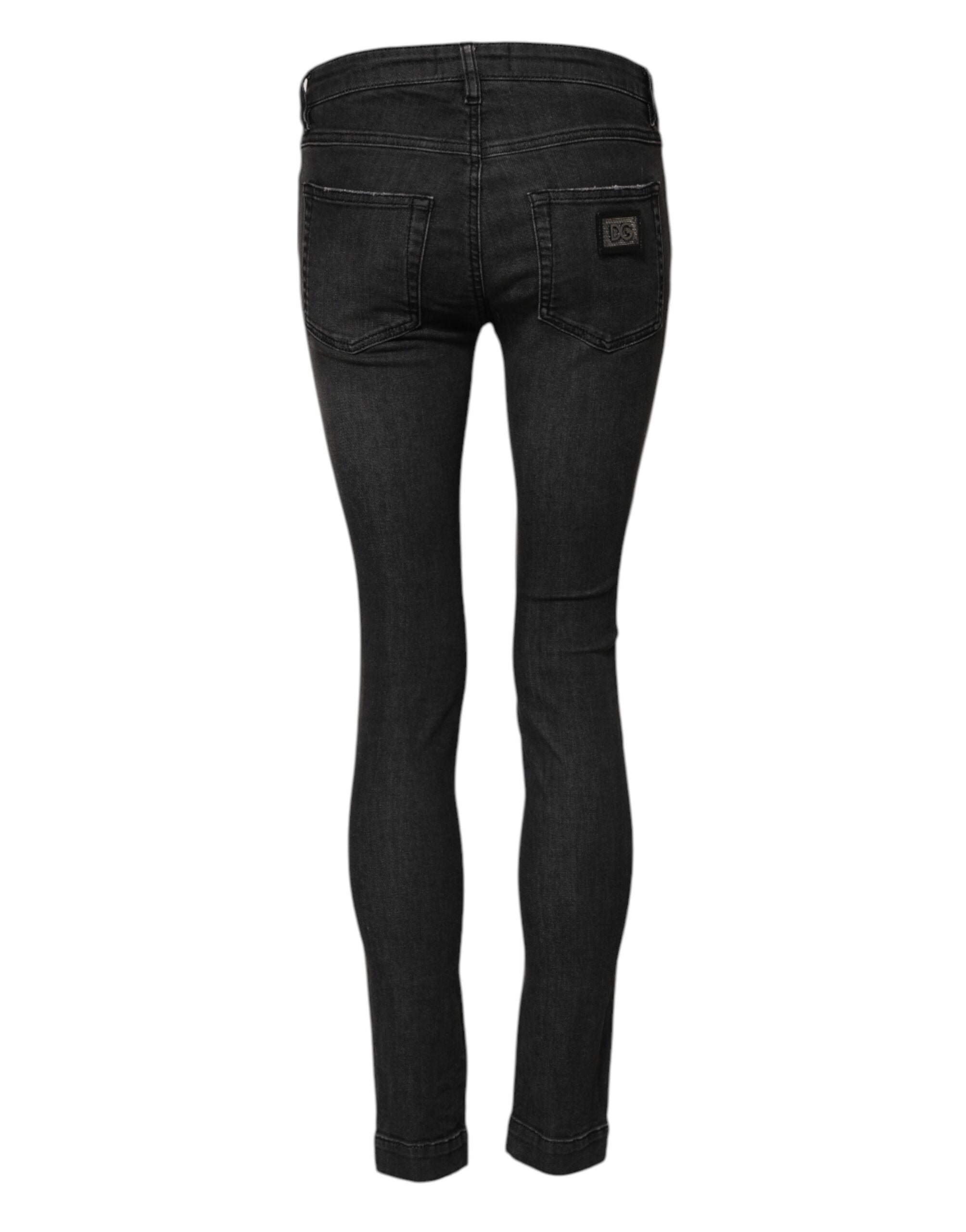 Dolce &amp; Gabbana Sorte Bomuld Lavtaljede Skinny Denim Jeans 