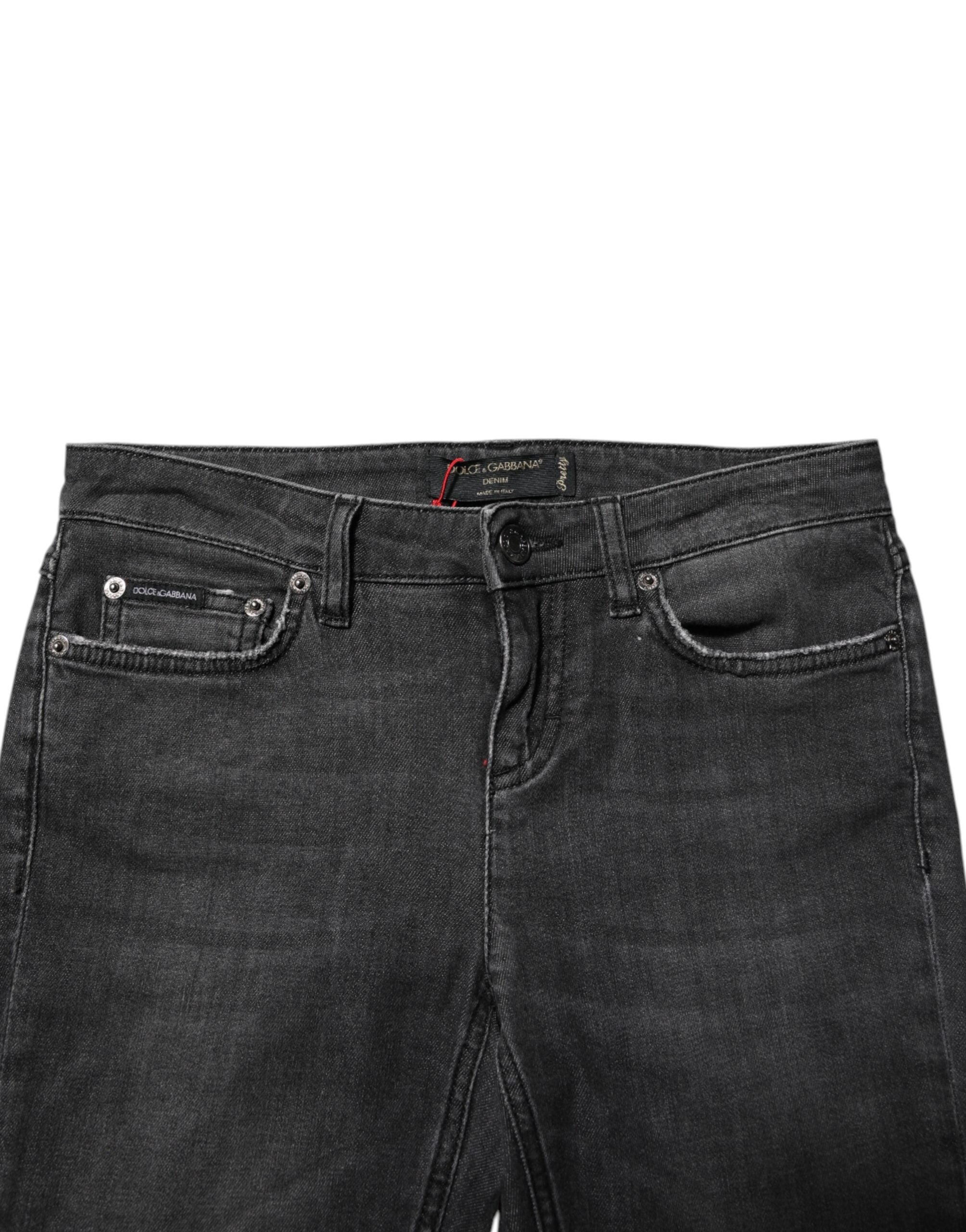 Dolce &amp; Gabbana Sorte Bomuld Lavtaljede Skinny Denim Jeans 