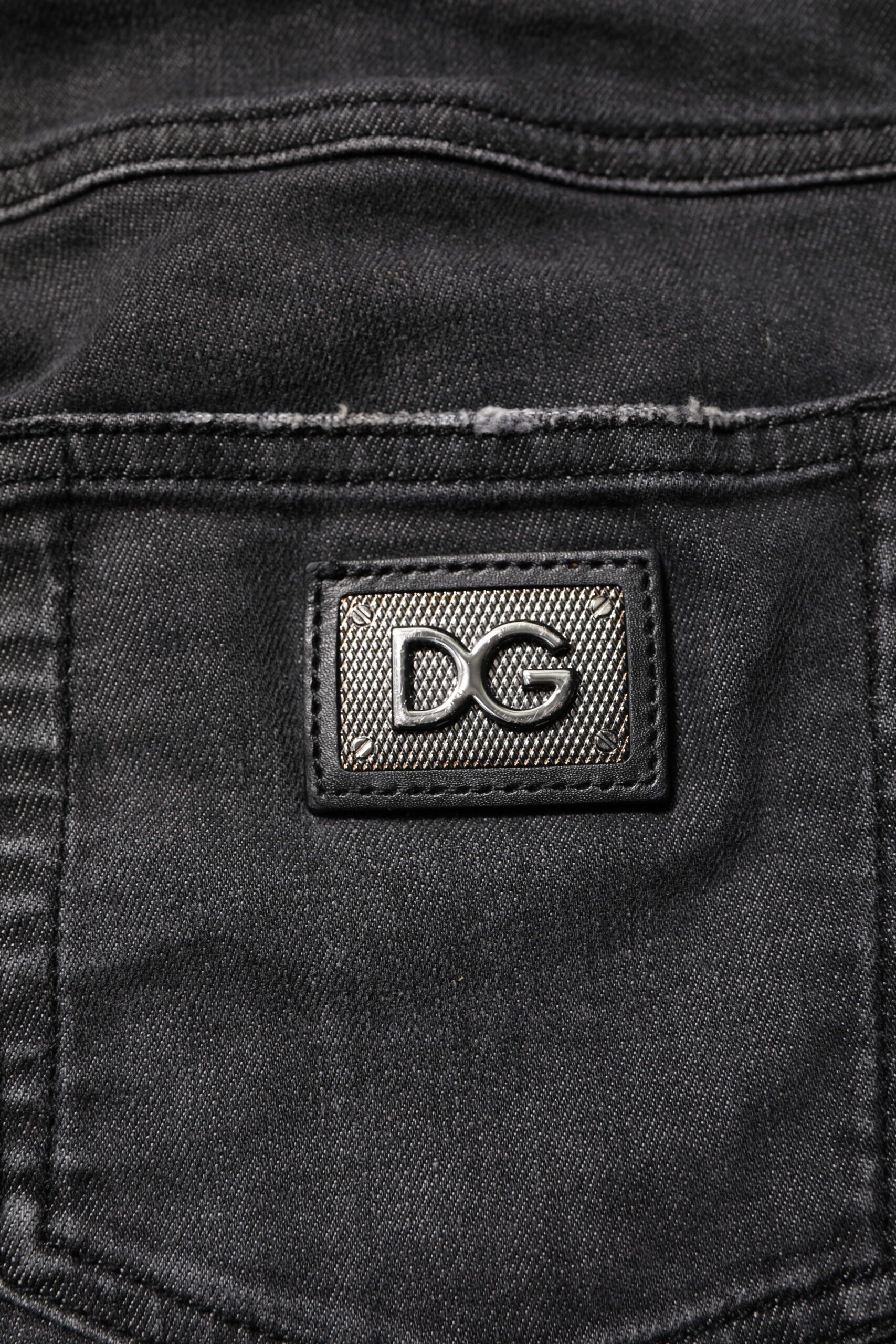 Dolce &amp; Gabbana Sorte Bomuld Lavtaljede Skinny Denim Jeans 