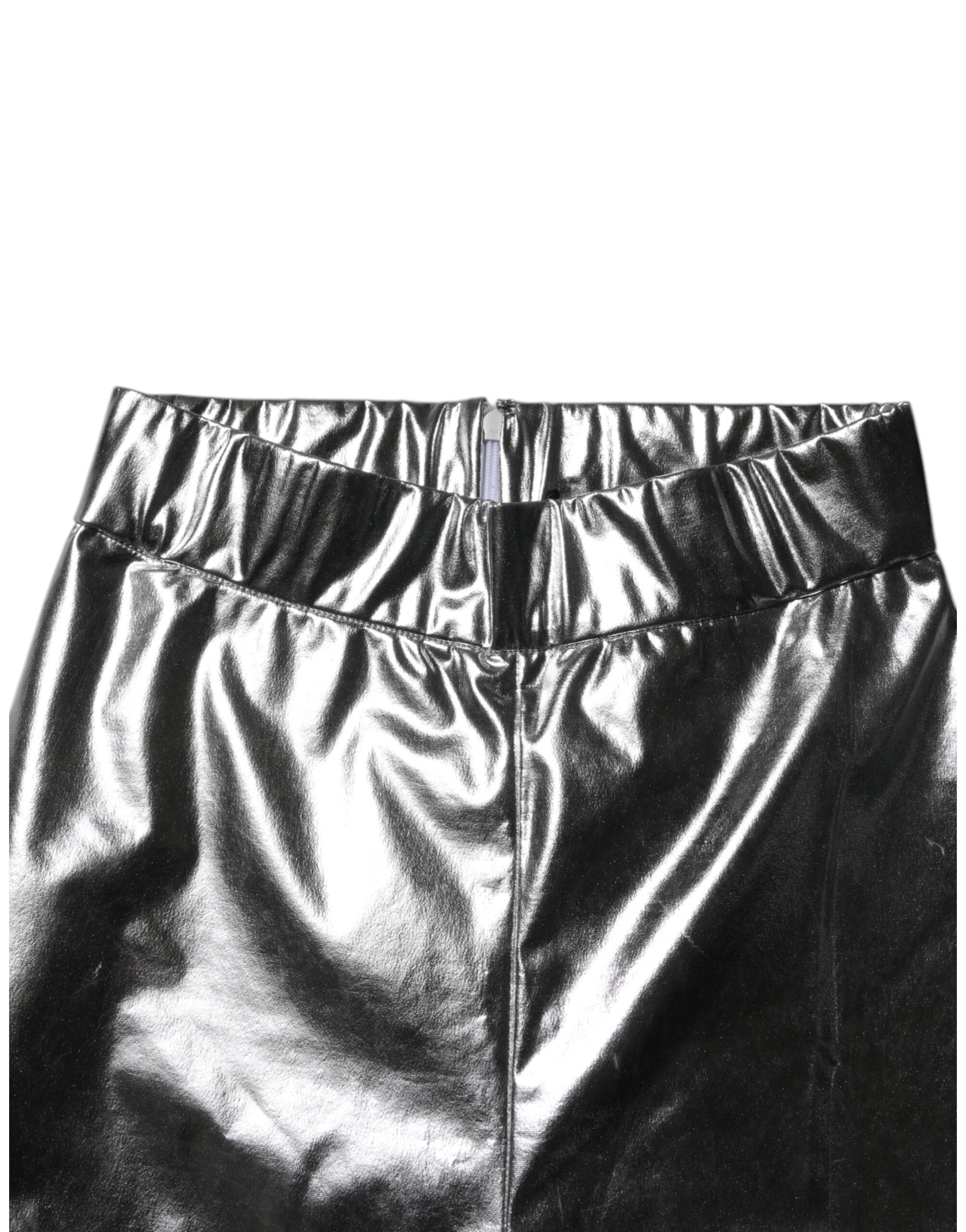 Dolce &amp; Gabbana Metallic Sølv Polyester Slim Fit Leggings Bukser 