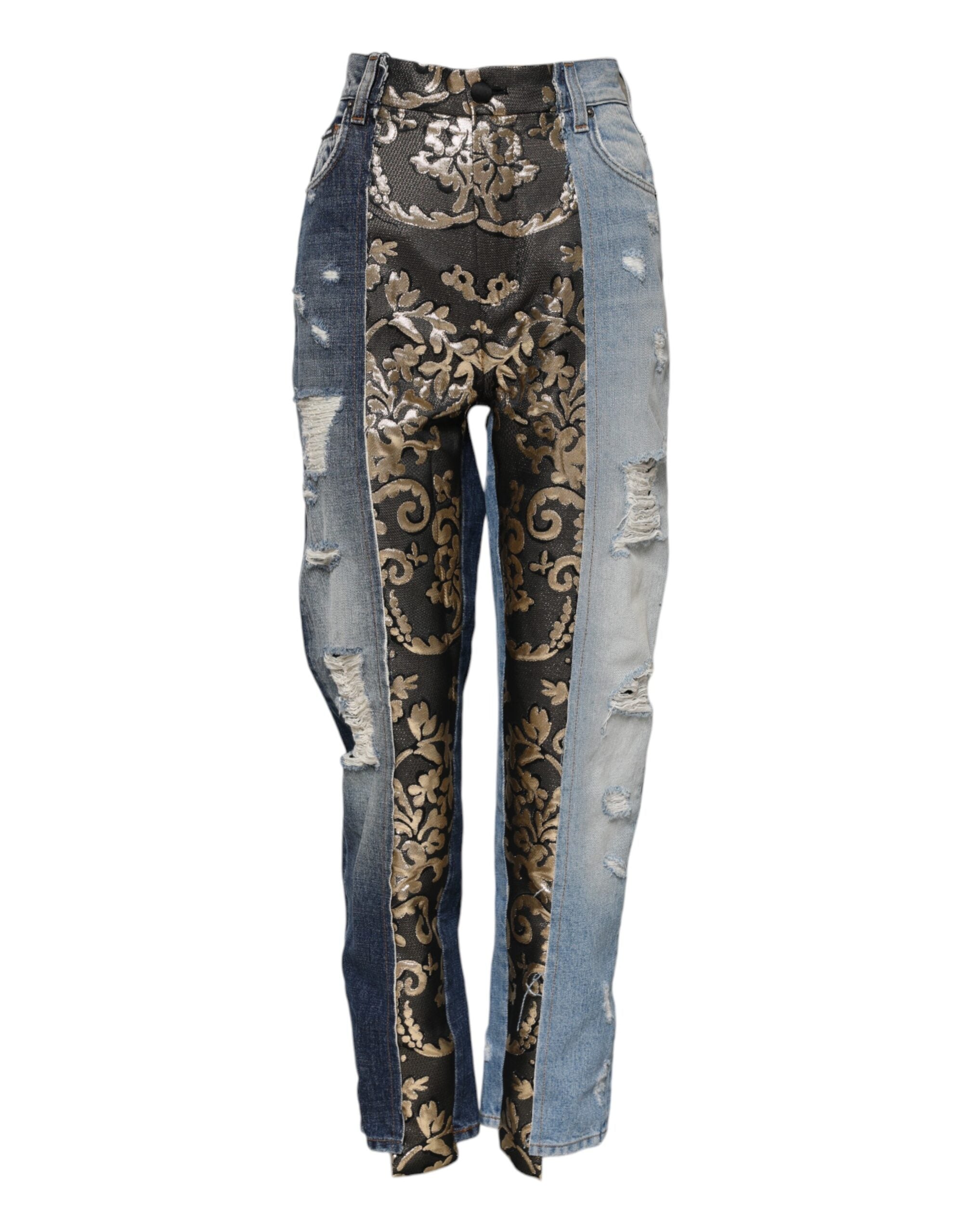 Dolce &amp; Gabbana Flerfarvede Patchwork Tapered Denim Jeans 