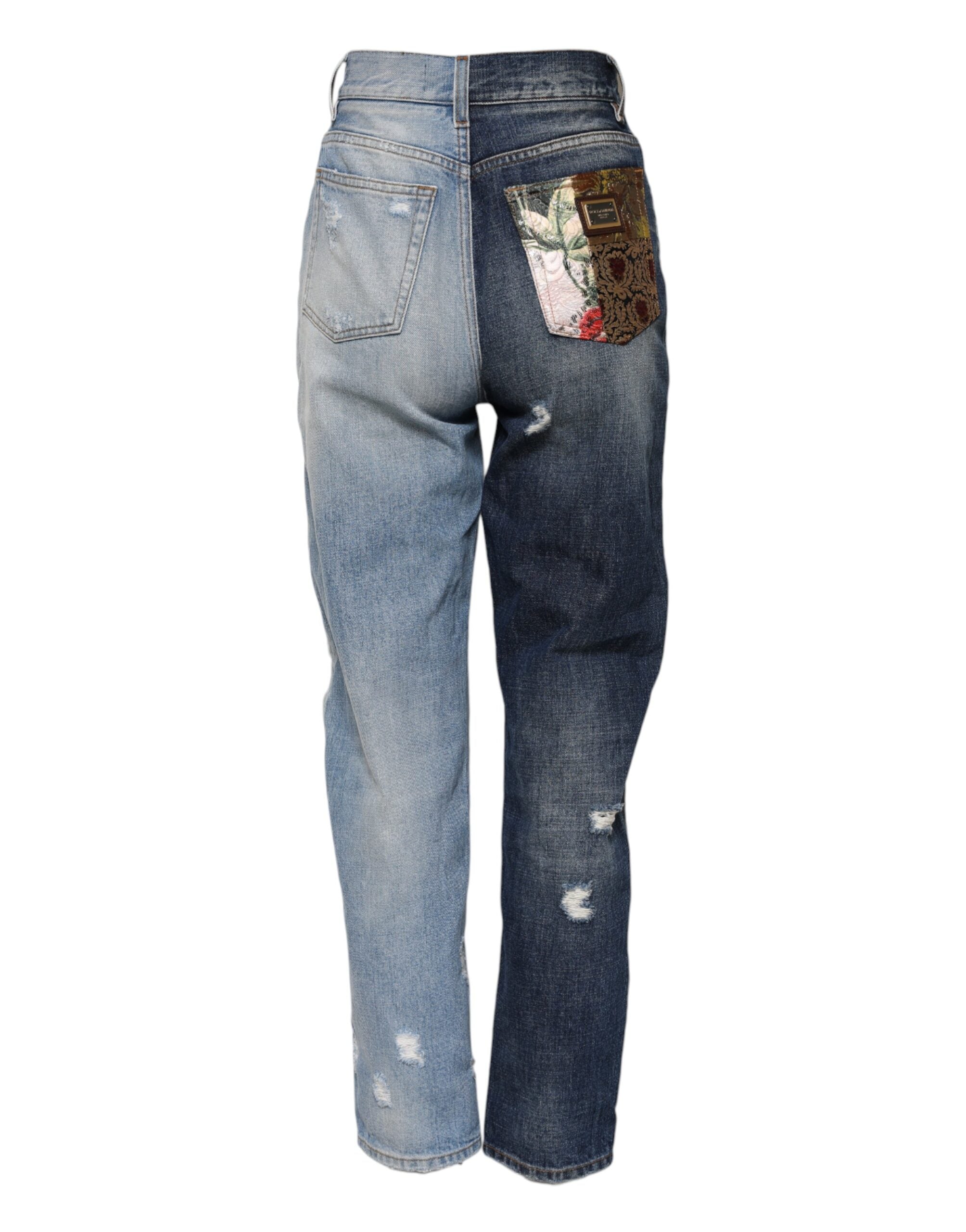 Dolce &amp; Gabbana Flerfarvede Patchwork Tapered Denim Jeans 