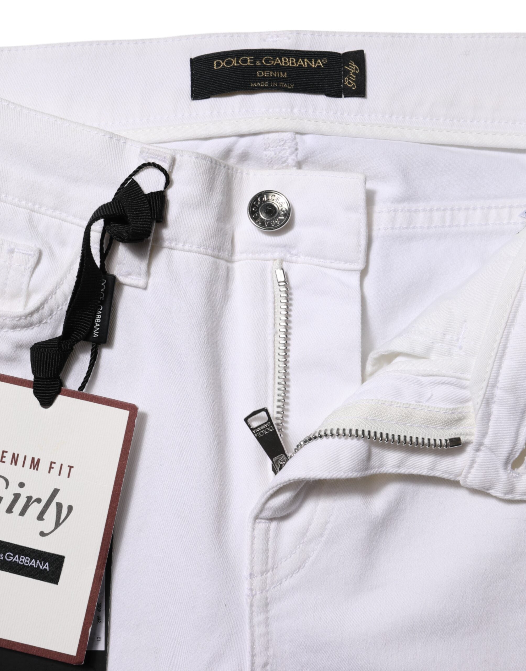 Dolce &amp; Gabbana Vita Blommiga Broderier Flickjeans Denim 