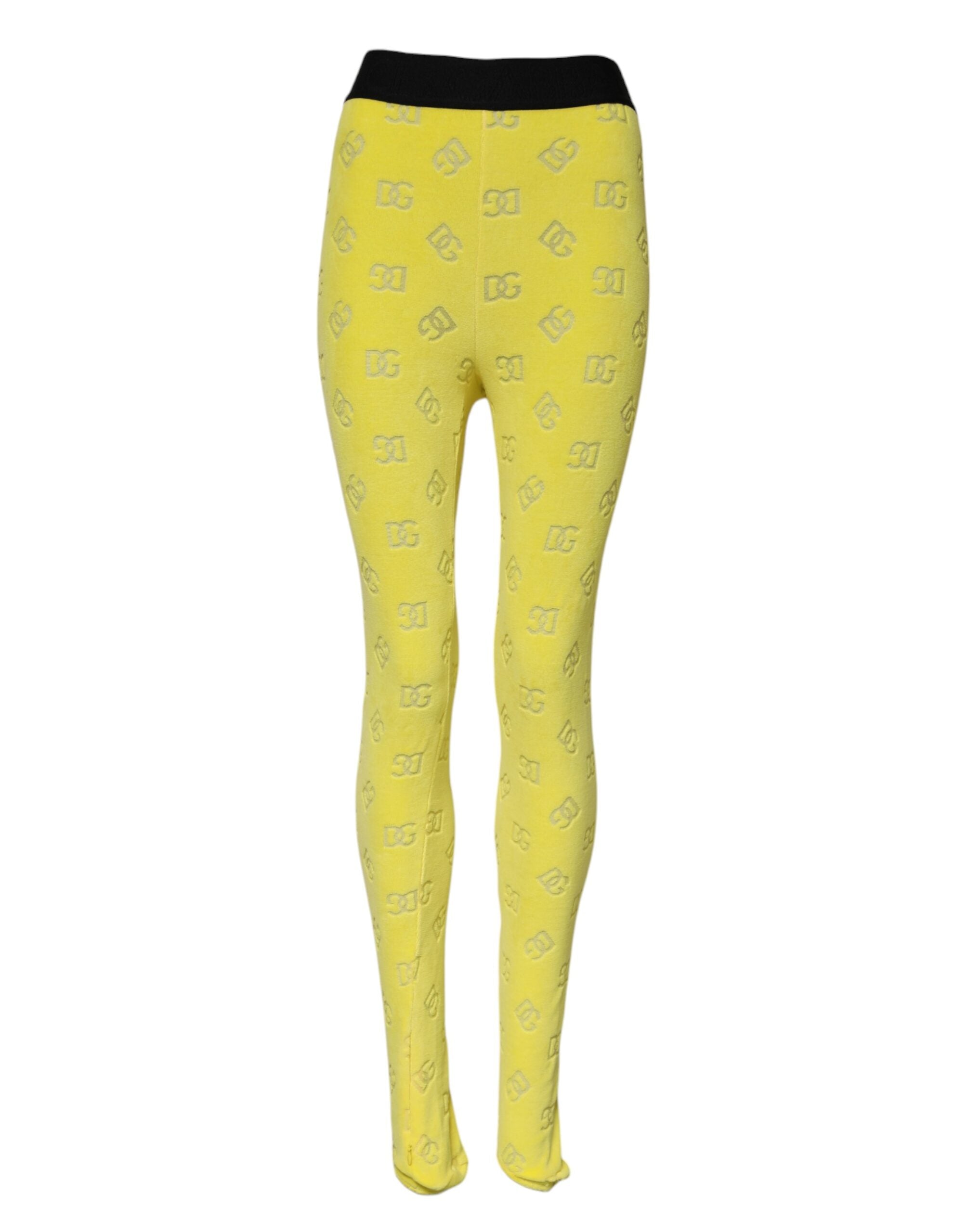 Dolce &amp; Gabbana Gule Logo Slim Fit Leggings Bukser 