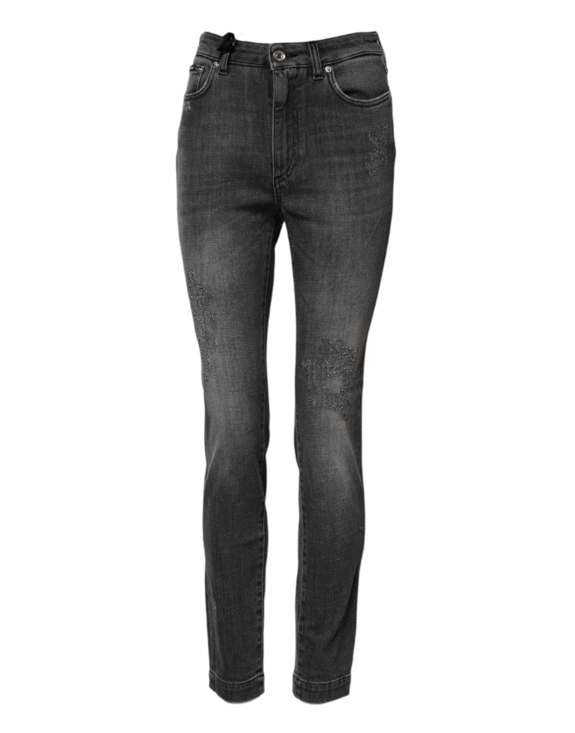Dolce &amp; Gabbana Mørkegrå AUDREY Bomulds Skinny Denim Jeans 