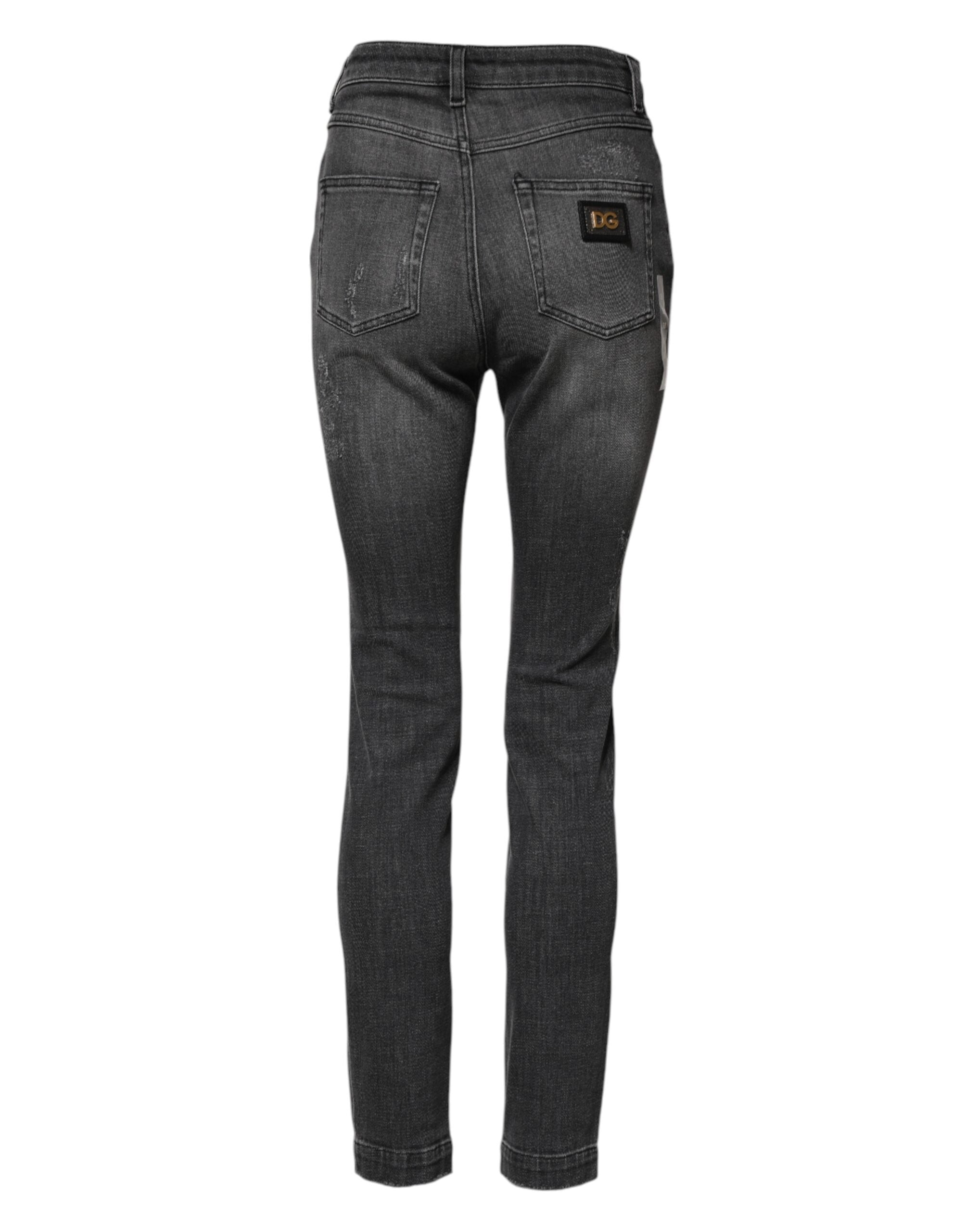 Dolce &amp; Gabbana Mørkegrå AUDREY Bomulds Skinny Denim Jeans 