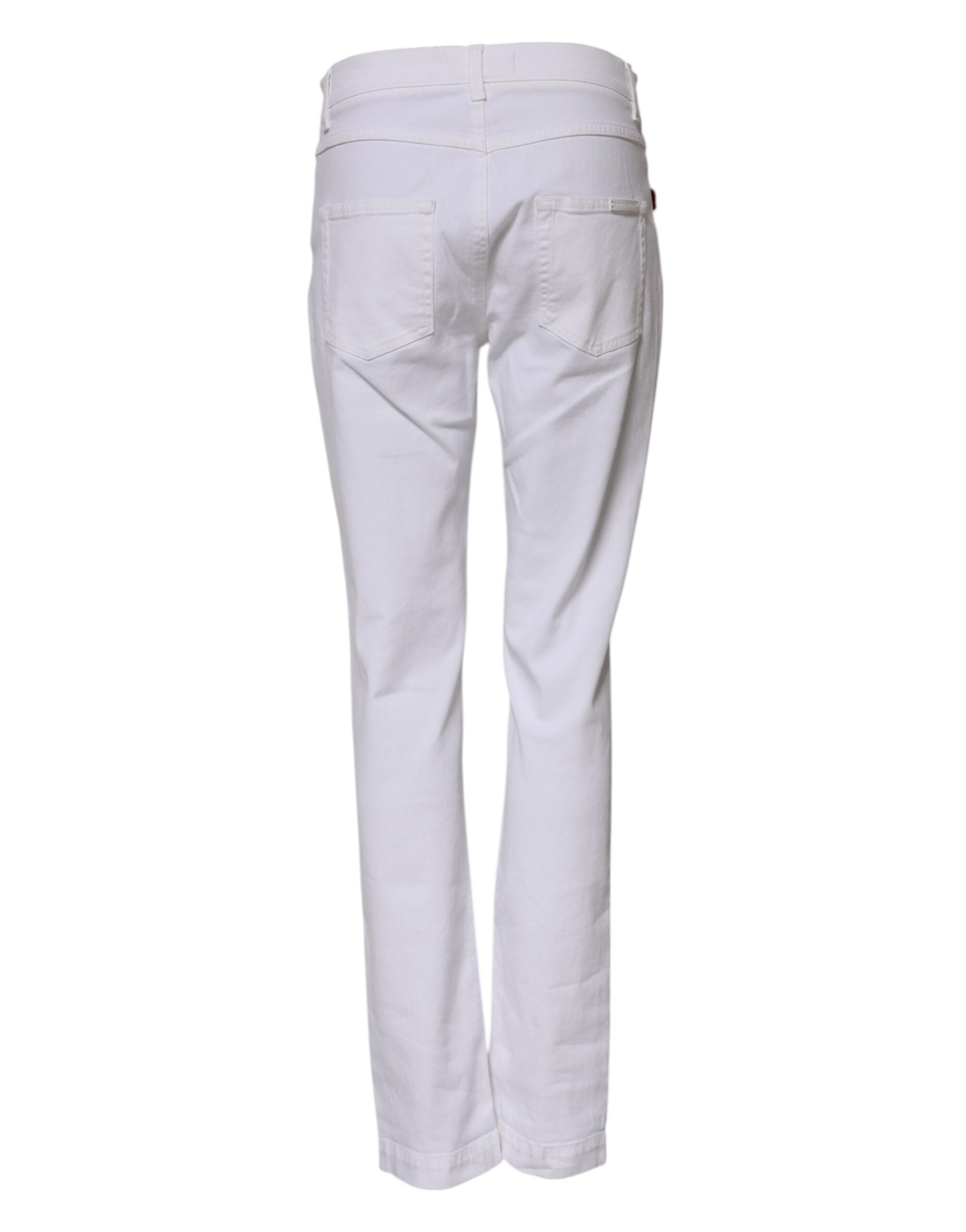 Dolce &amp; Gabbana Hvide Blomsterbroderi Pigede Denim Jeans 