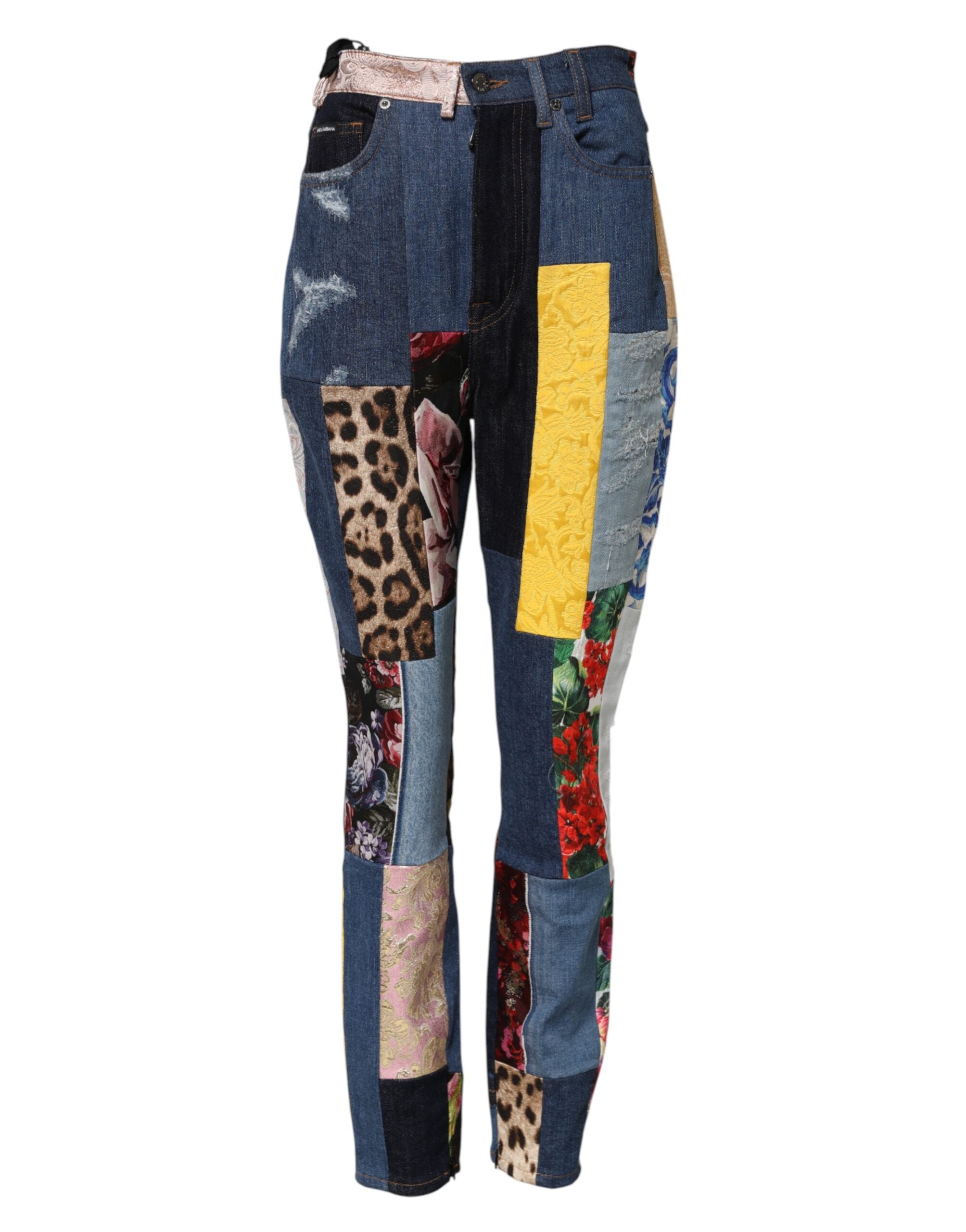 Dolce &amp; Gabbana Flerfarvede Patchwork Skinny Denim Jeans 