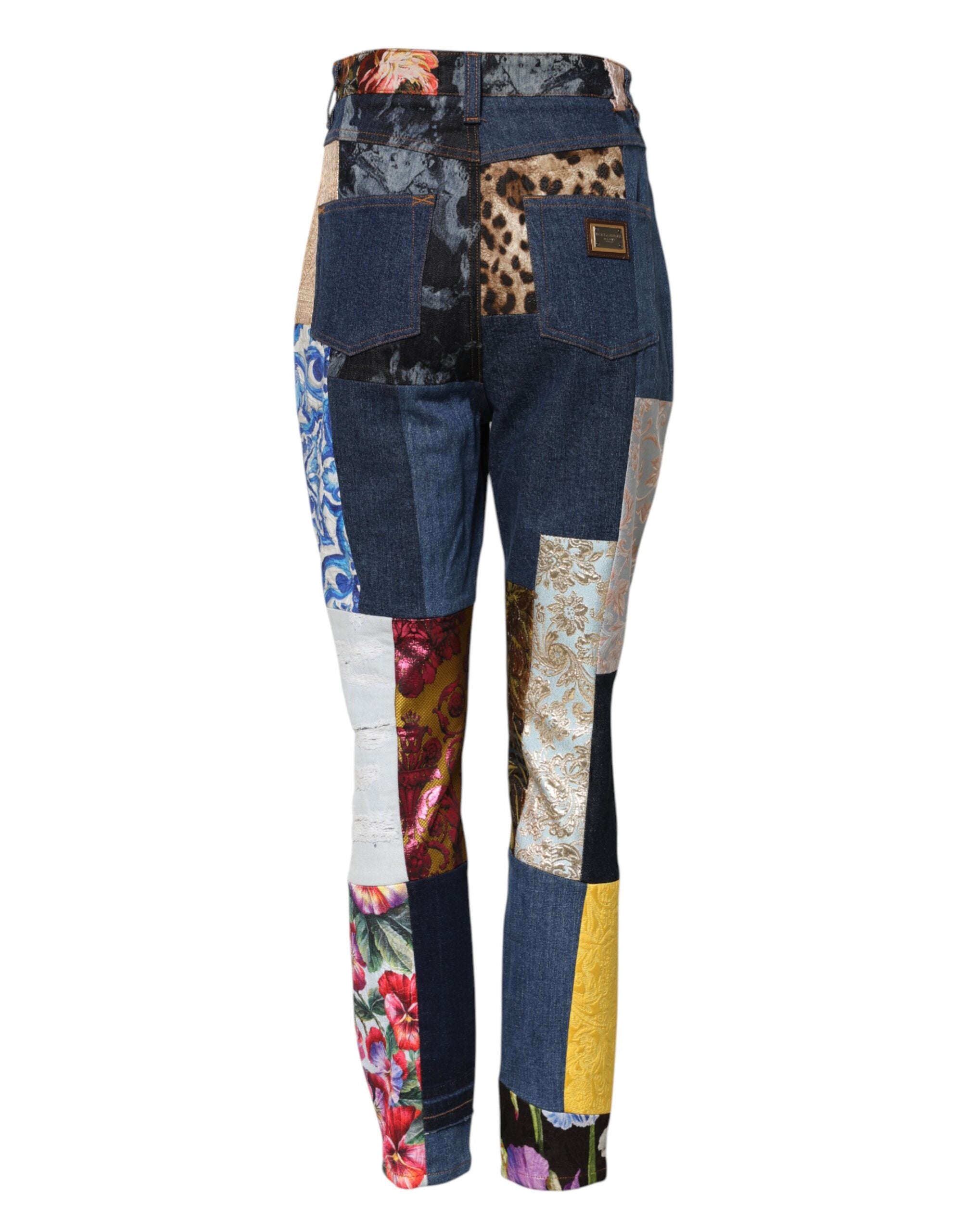 Dolce &amp; Gabbana Flerfarvede Patchwork Skinny Denim Jeans 