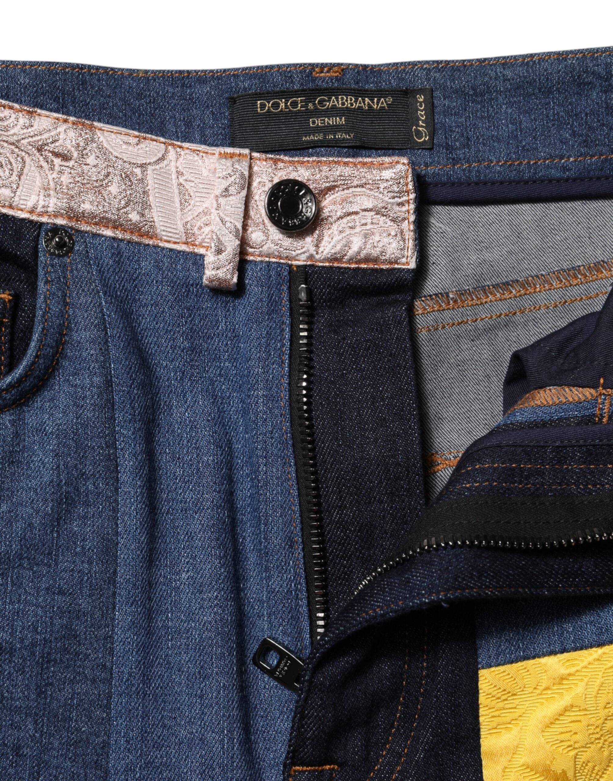Dolce &amp; Gabbana Flerfarvede Patchwork Skinny Denim Jeans 