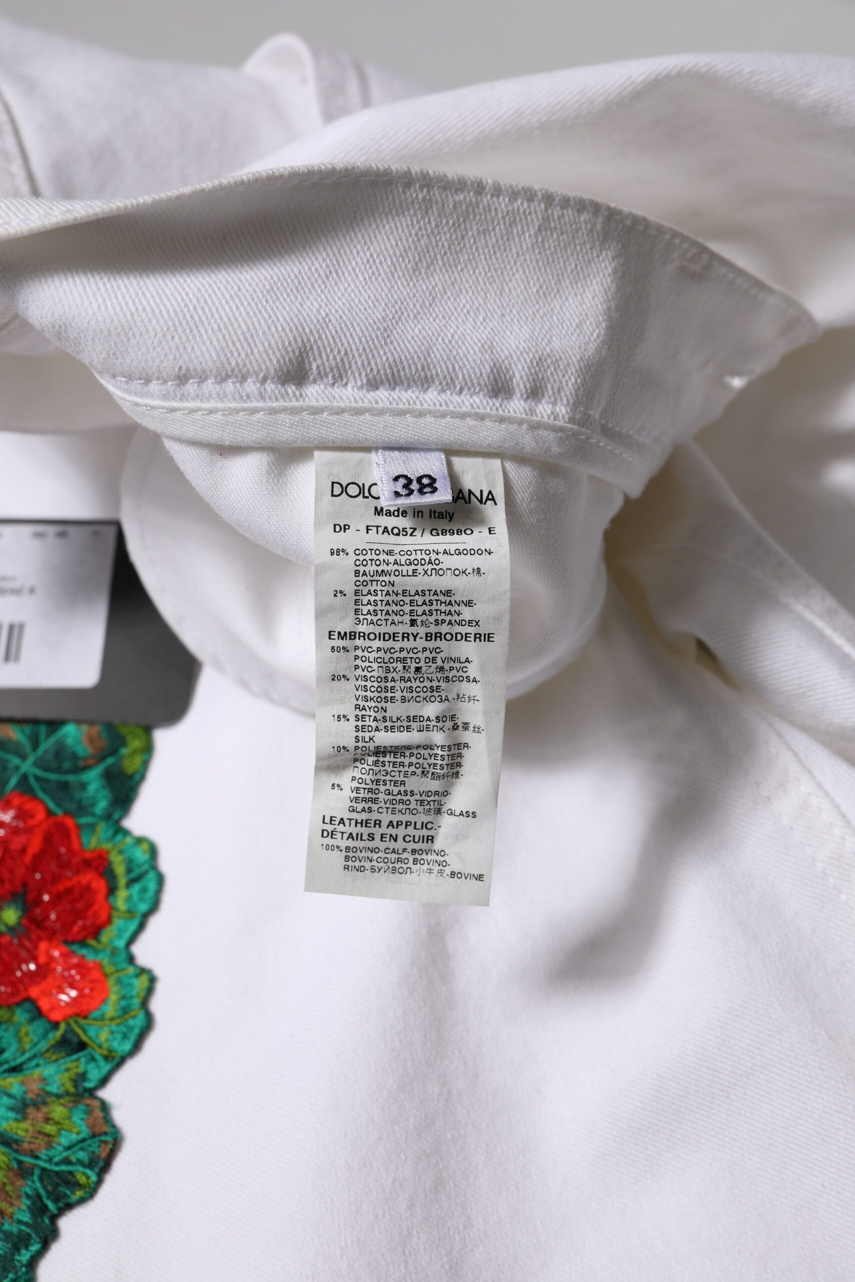 Dolce &amp; Gabbana Hvide Blomsterbroderi Pigede Denim Jeans 