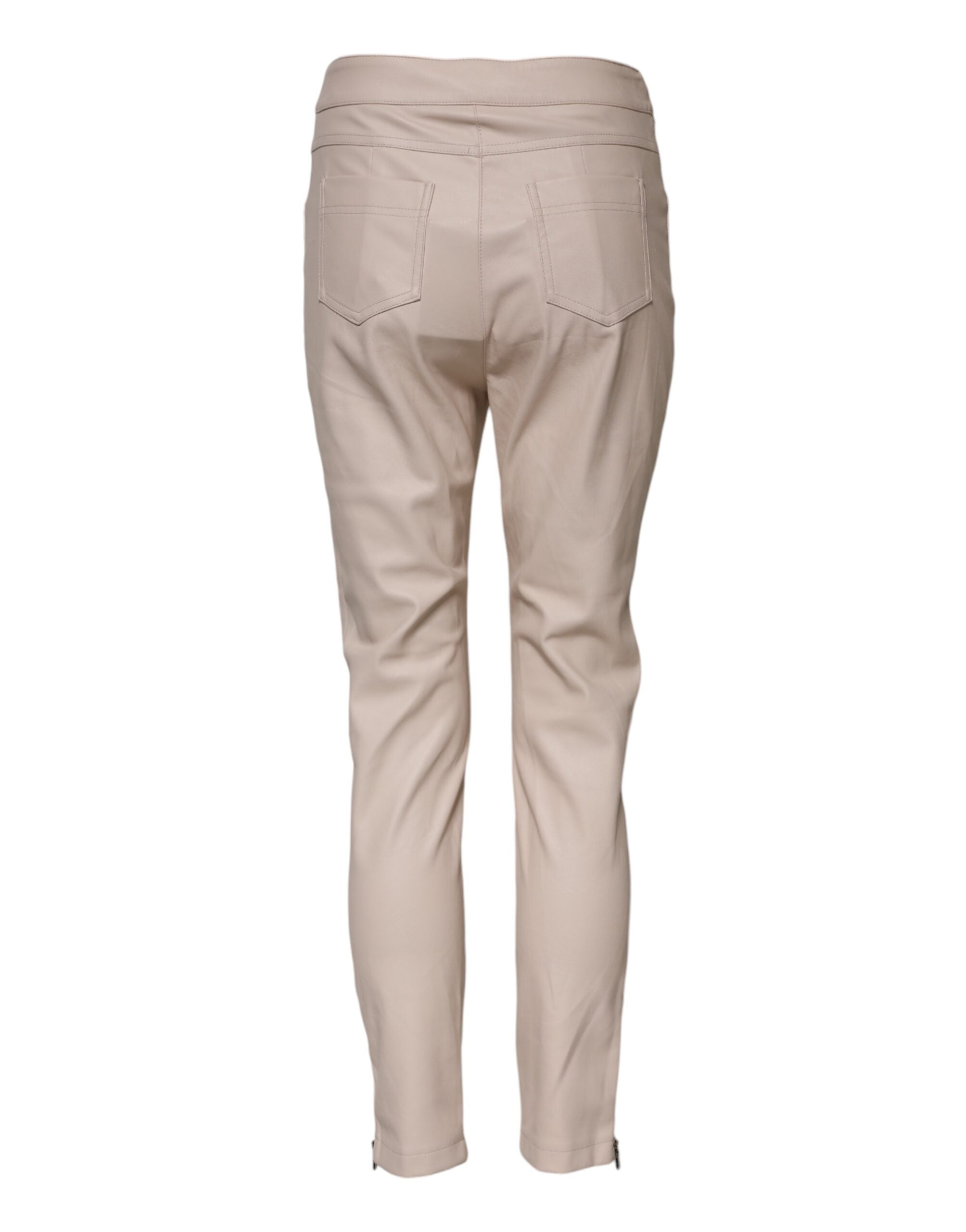 Elisabetta Franchi Beige Højtaljede Koniske Bukser 