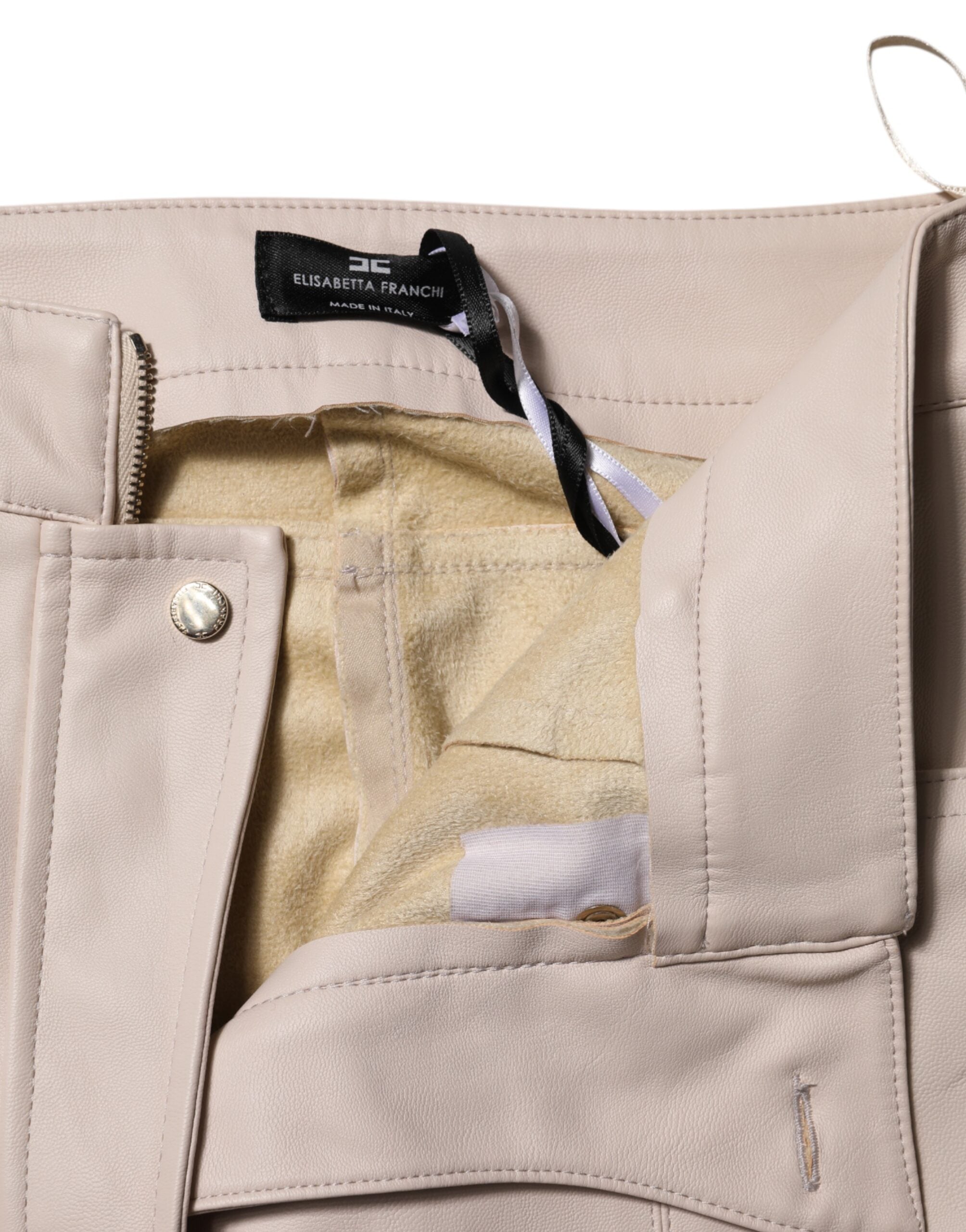 Elisabetta Franchi Beige Højtaljede Koniske Bukser 