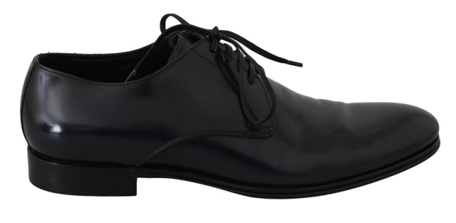 Dolce & Gabbana Elegant Dark Blue Leather Derby Dress Shoes - Hilstor