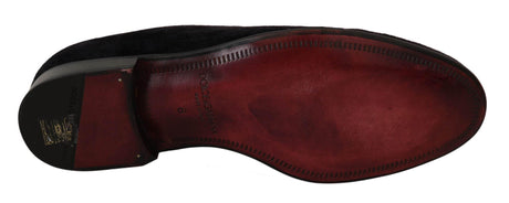 Dolce & Gabbana Elegant Black Loafers with Gold Crown Embroidery - Hilstor