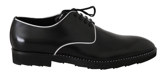 Dolce & Gabbana Elegant Black Leather Derby Dress Shoes - Hilstor