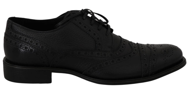 Dolce & Gabbana Elegant Dark Blue Wingtip Derby Dress Shoes - Hilstor